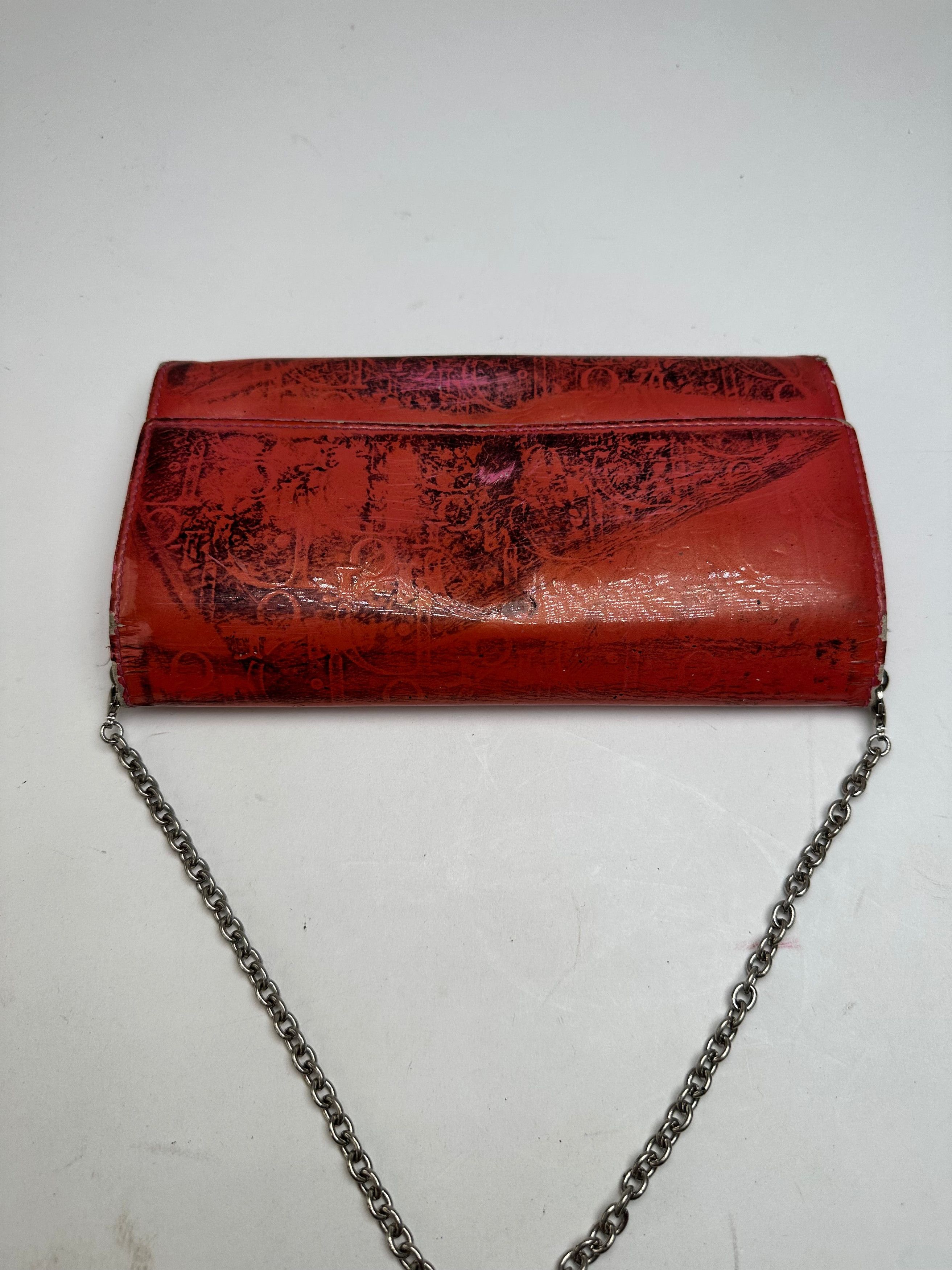 Dior Vintage issimo Monogram Patent Leather Mini Chain Bag Red Size ONE SIZE - 6 Thumbnail