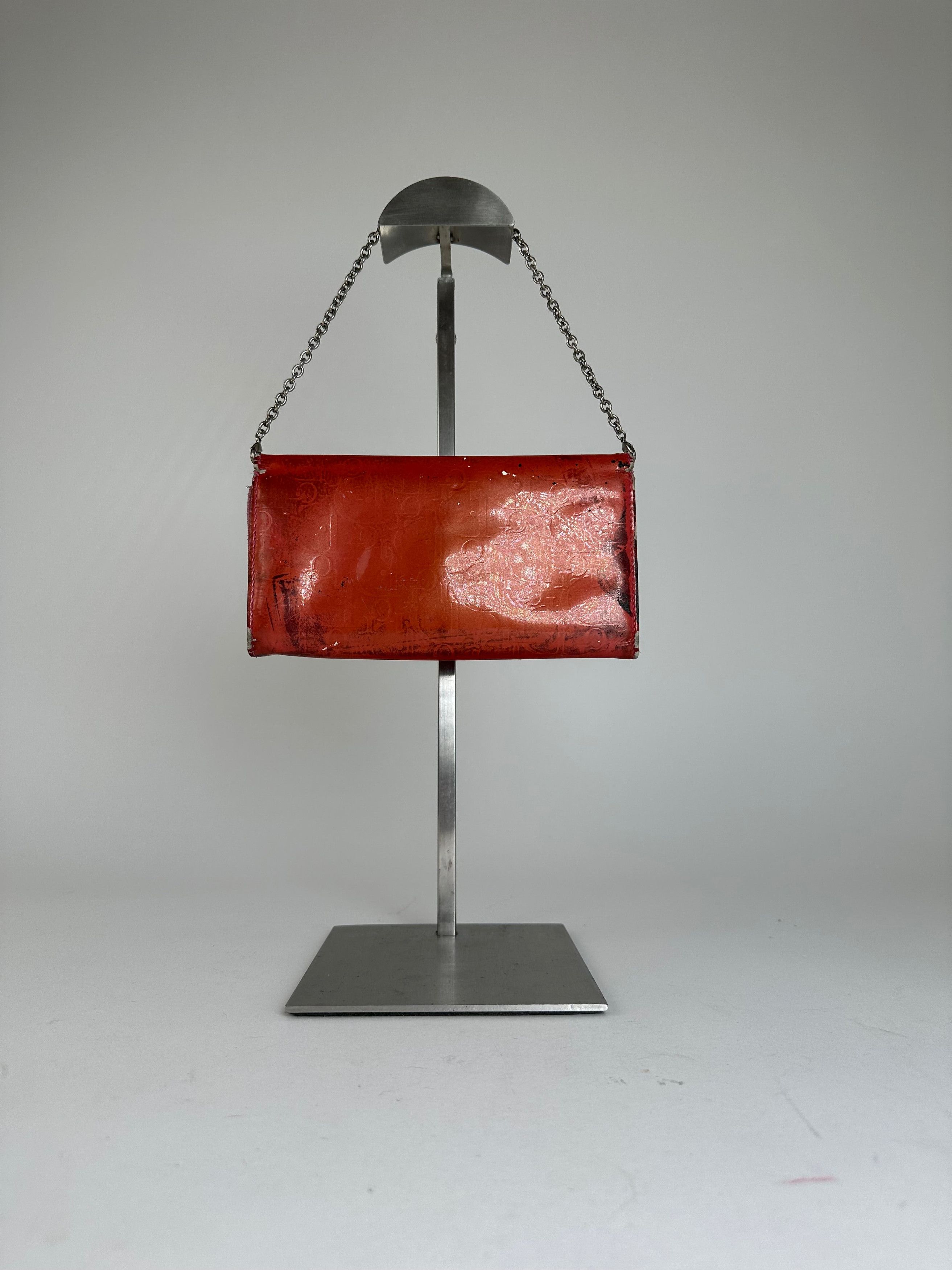 Dior Vintage issimo Monogram Patent Leather Mini Chain Bag Red Size ONE SIZE - 2 Thumbnail
