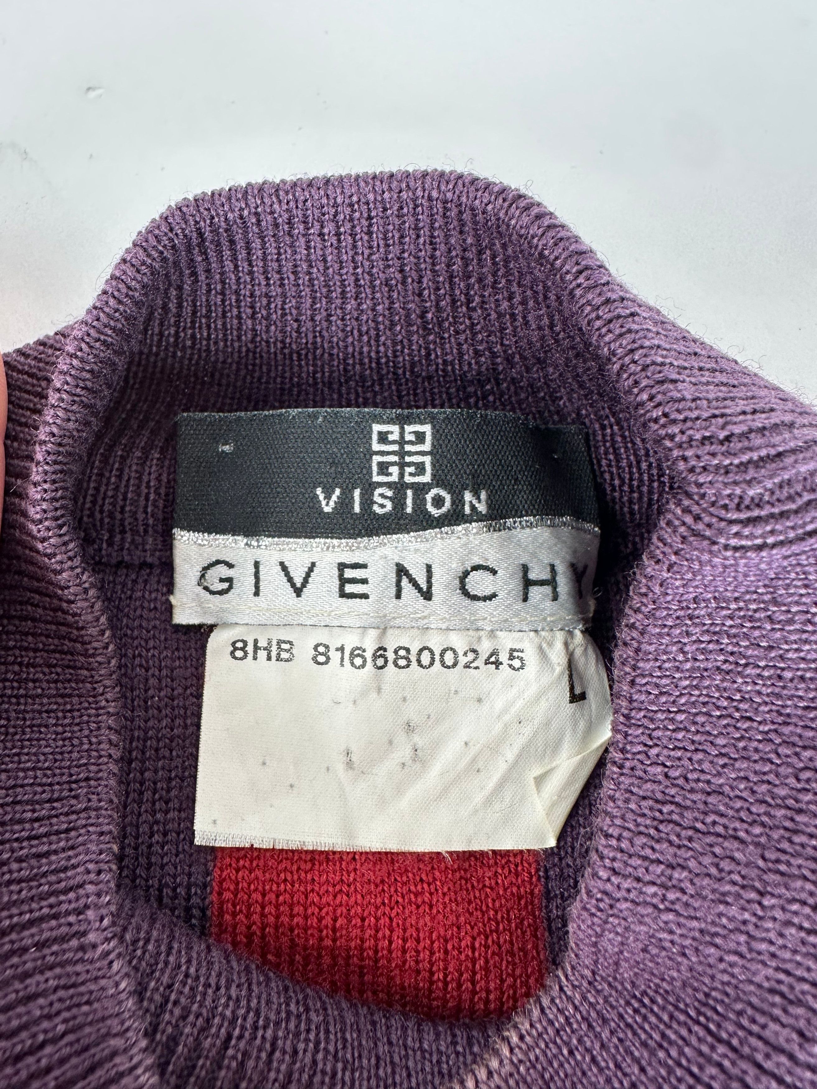 Givenchy Vintage 4G Logo Knit Mock Neck Sweater Striped Red Purple M Size M / US 6-8 / IT 42-44 - 5 Thumbnail