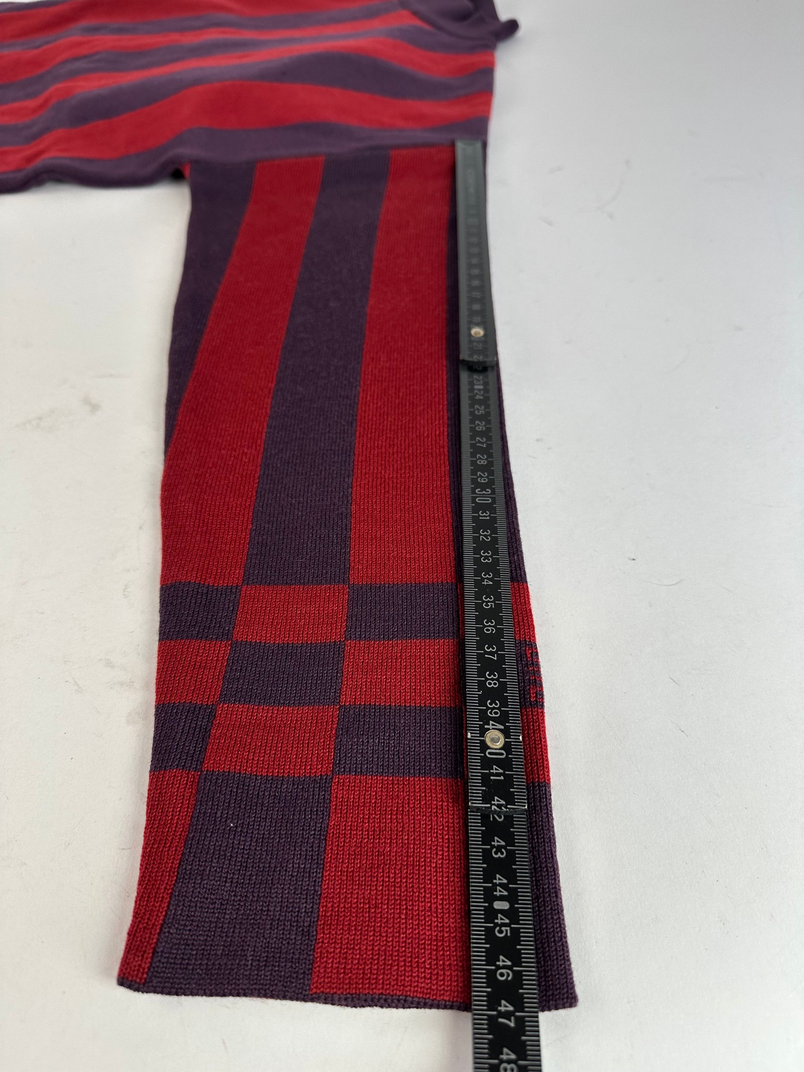 Givenchy Vintage 4G Logo Knit Mock Neck Sweater Striped Red Purple M Size M / US 6-8 / IT 42-44 - 9 Thumbnail