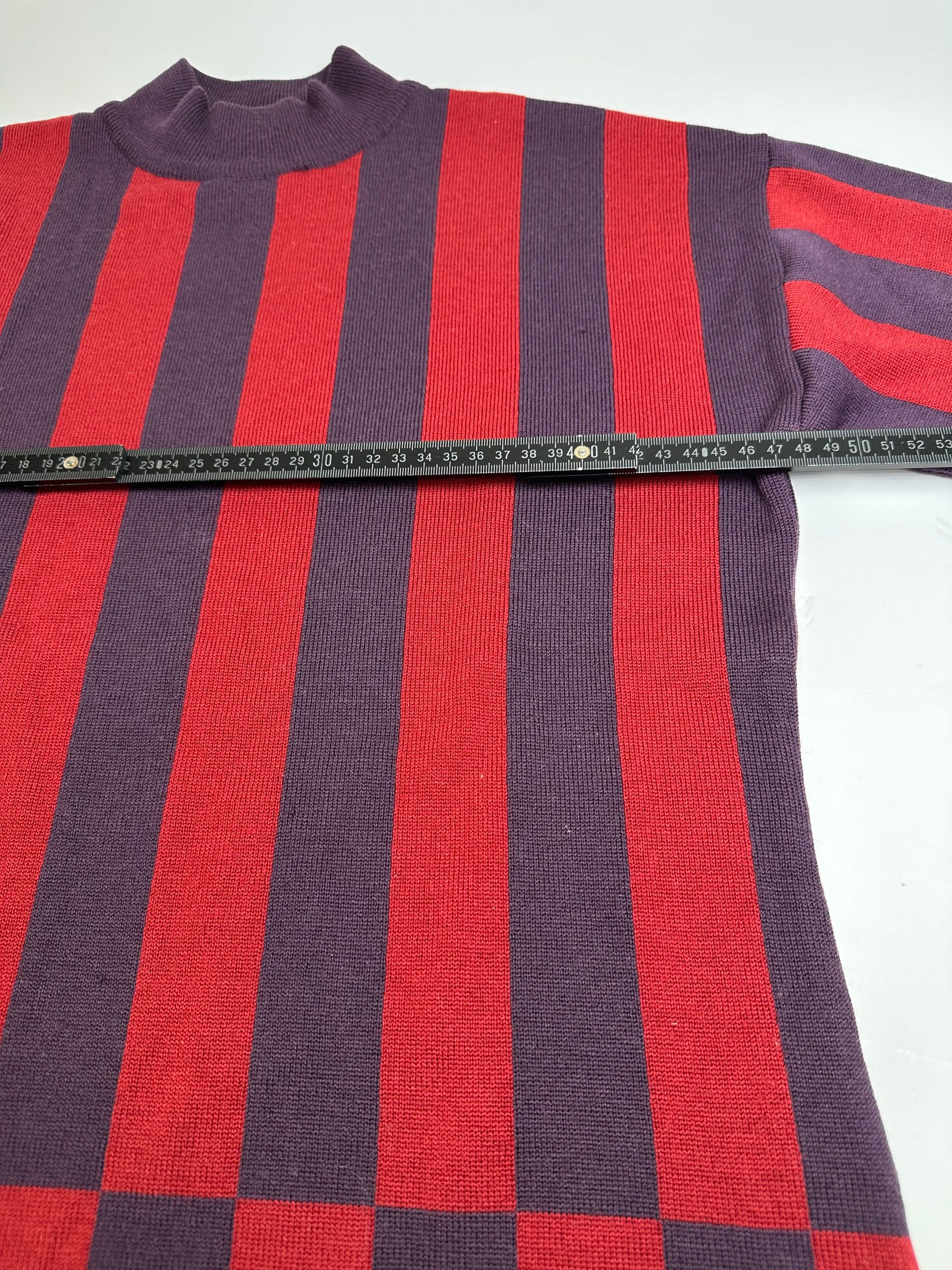 Givenchy Vintage 4G Logo Knit Mock Neck Sweater Striped Red Purple M Size M / US 6-8 / IT 42-44 - 7 Thumbnail