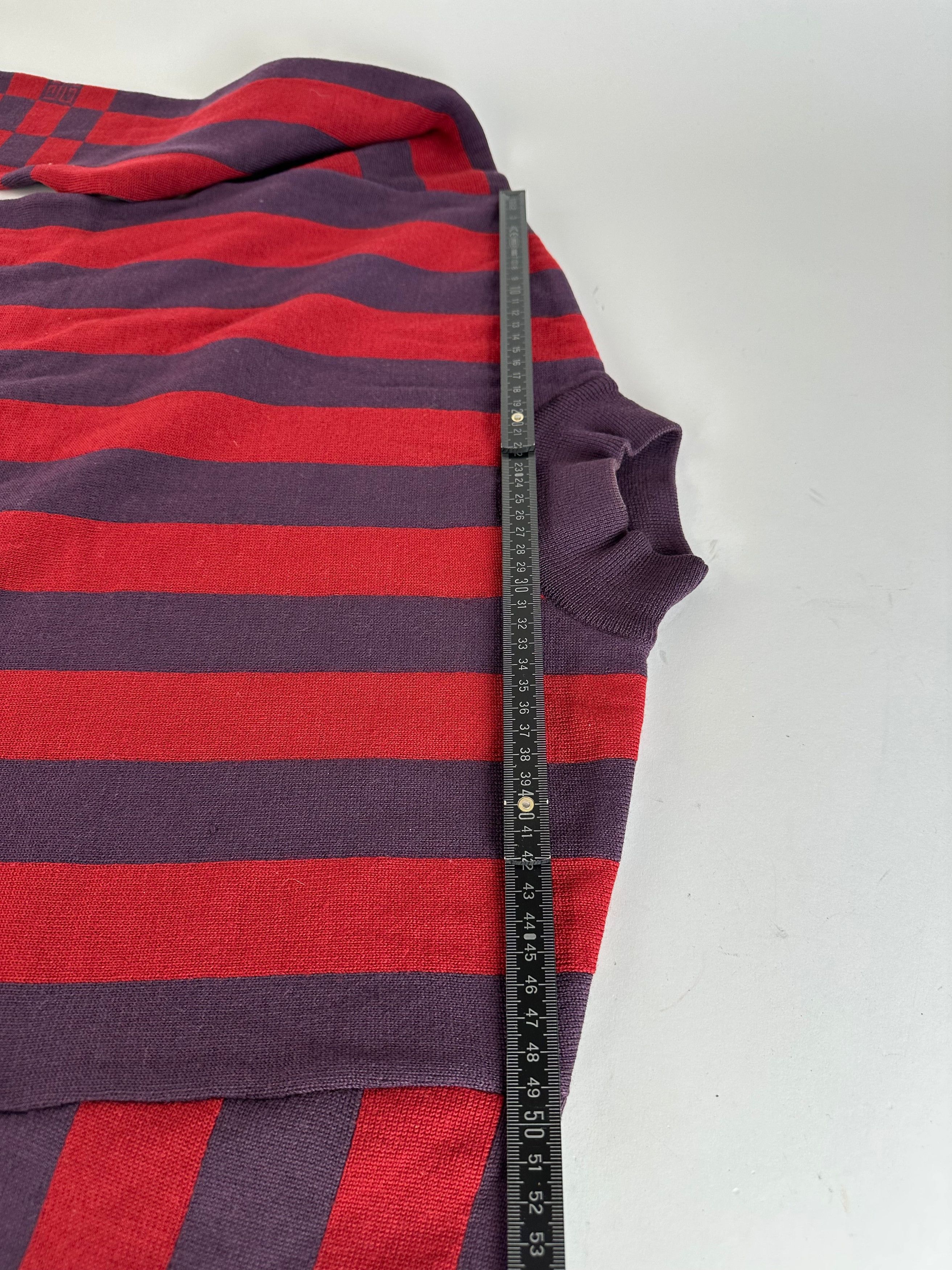 Givenchy Vintage 4G Logo Knit Mock Neck Sweater Striped Red Purple M Size M / US 6-8 / IT 42-44 - 8 Thumbnail