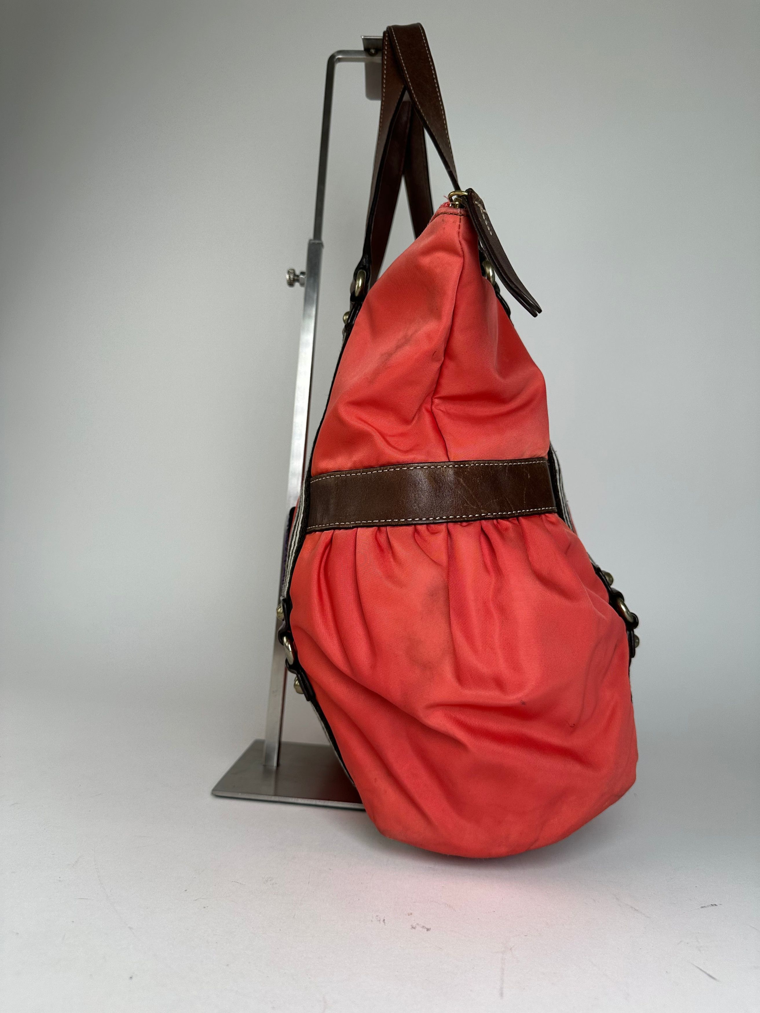 Burberry Vintage Nylon Leather Bag Red Brown Size ONE SIZE - 3 Thumbnail