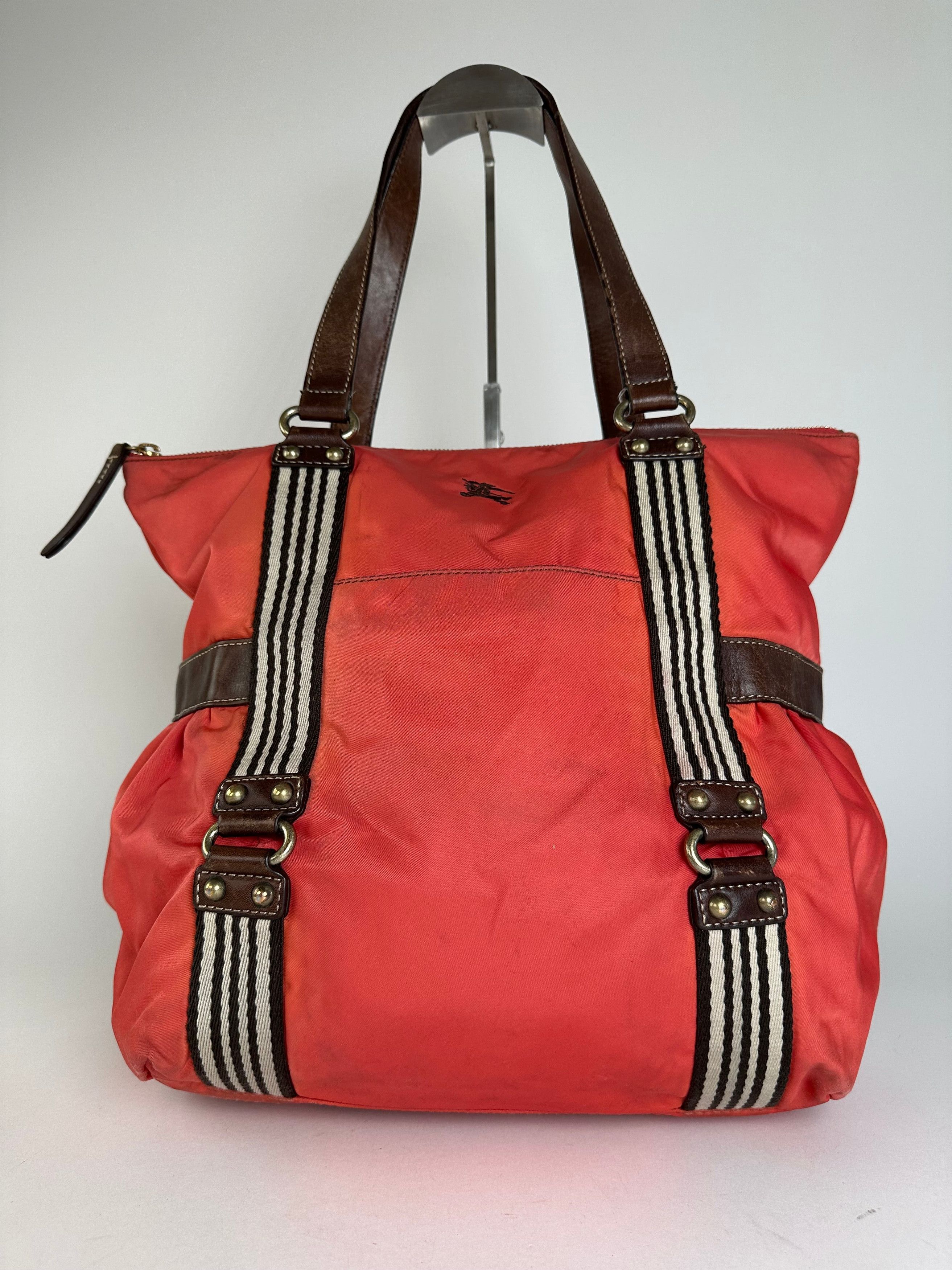Burberry Vintage Nylon Leather Bag Red Brown Size ONE SIZE - 2 Thumbnail