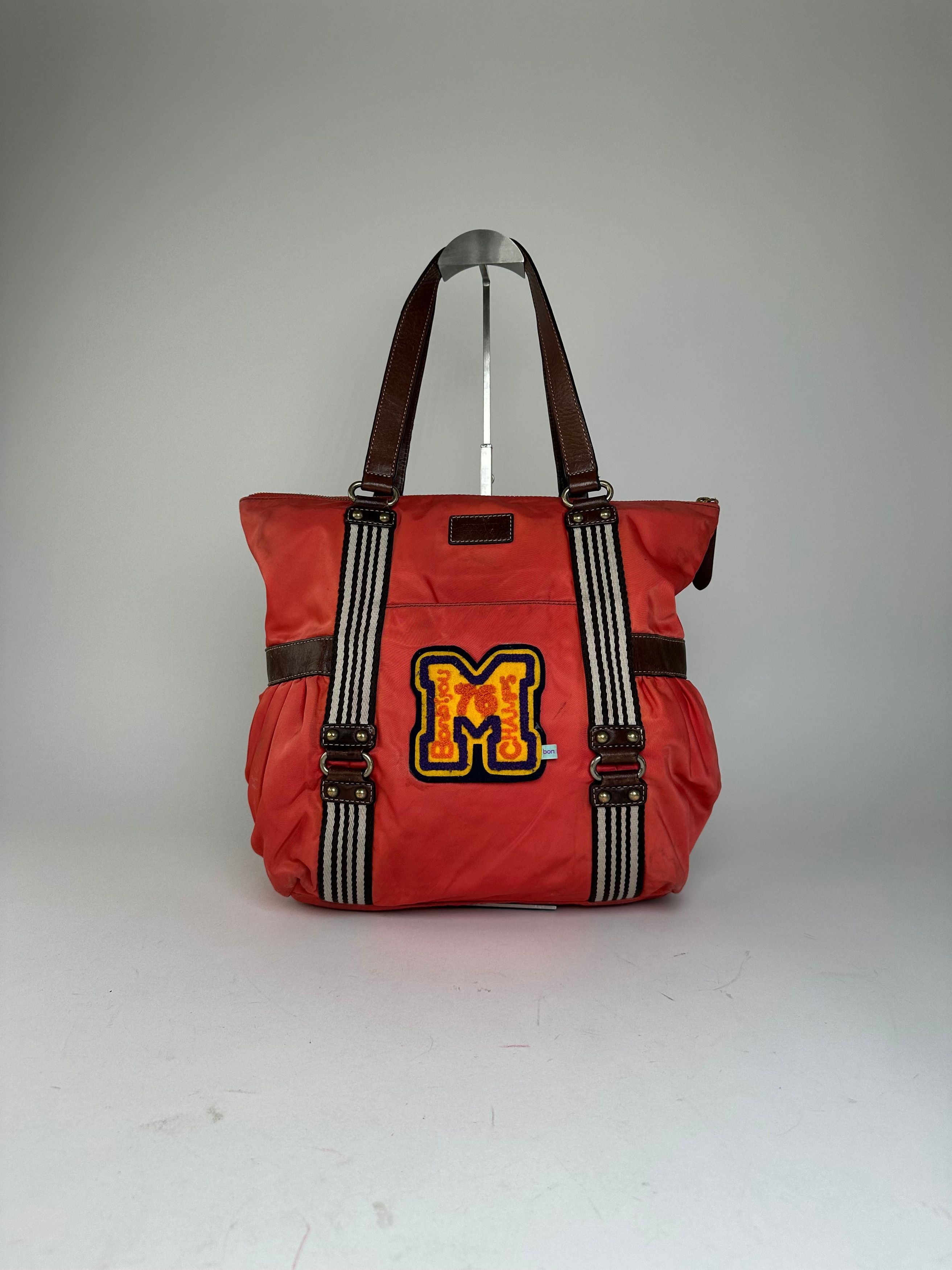 Burberry Vintage Nylon Leather Bag Red Brown Size ONE SIZE - 11 Thumbnail