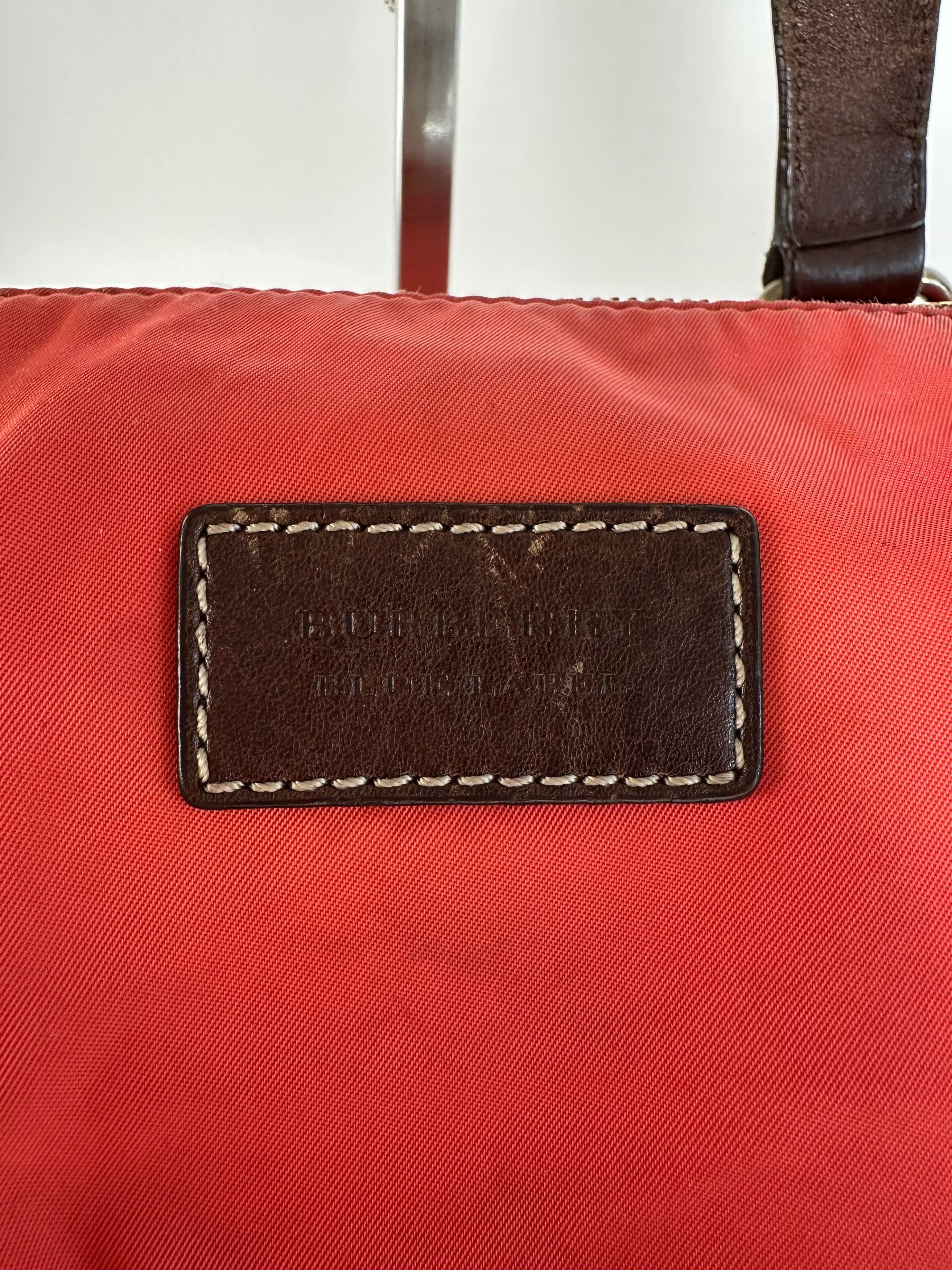 Burberry Vintage Nylon Leather Bag Red Brown Size ONE SIZE - 8 Thumbnail