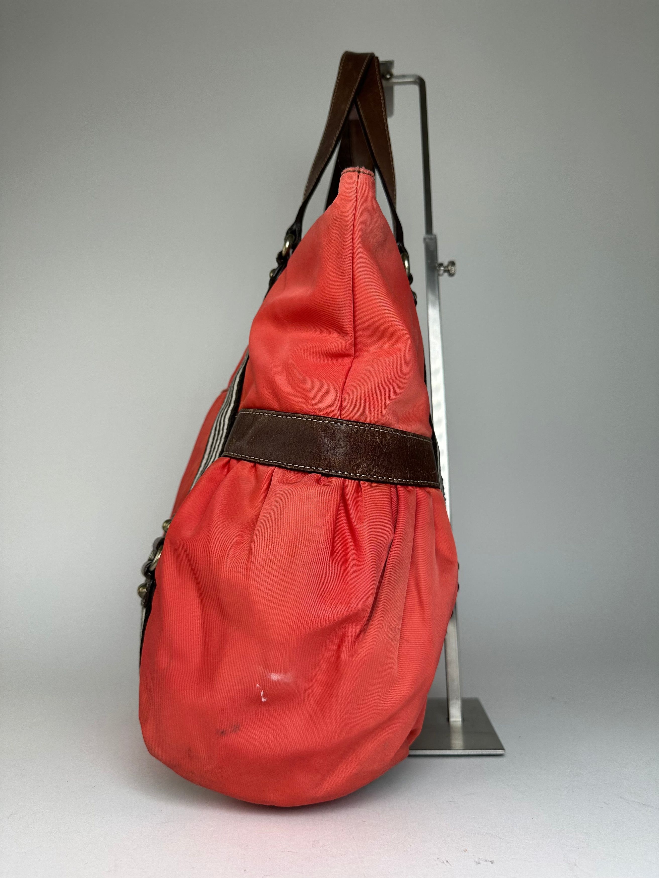 Burberry Vintage Nylon Leather Bag Red Brown Size ONE SIZE - 5 Thumbnail