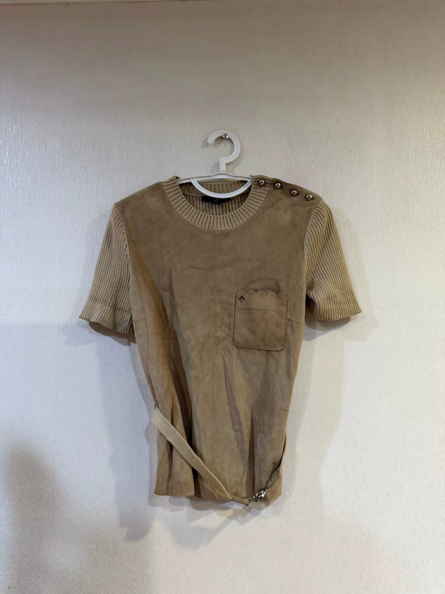 Louis Vuitton Louis Vuitton Lambskin Panel Belted Sweater S Size S / US 4 / IT 40 - 2 Thumbnail