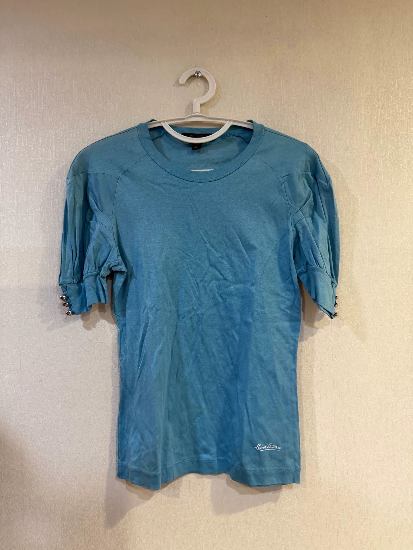 Louis Vuitton Louis Vuitton Blue Gathered Short Sleeve T-Shirt S Size S / US 4 / IT 40 - 2 Thumbnail