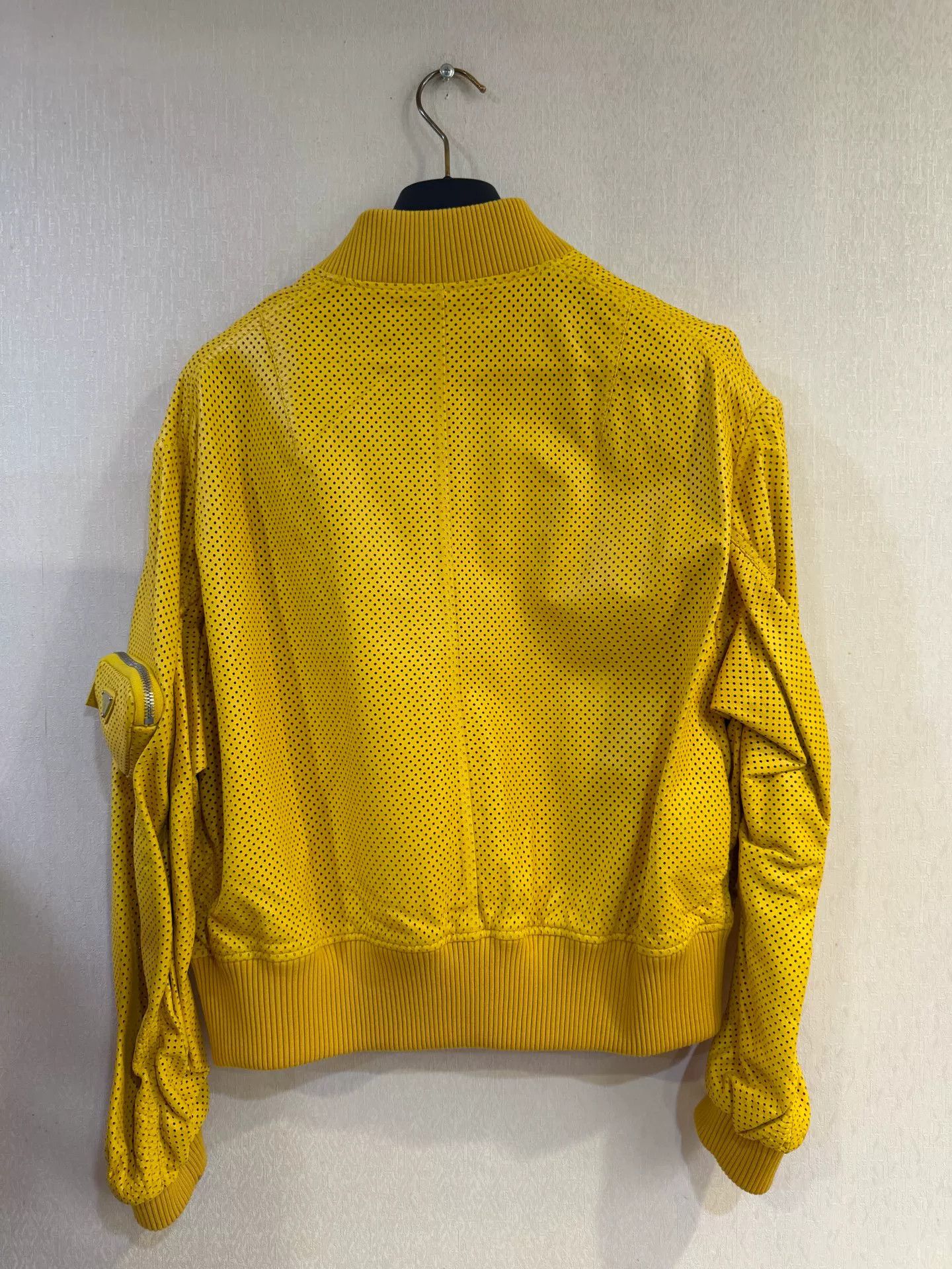 Prada Prada Perforated Yellow Leather Bomber Jacket 36 Size XS / US 0-2 / IT 36-38 - 3 Thumbnail