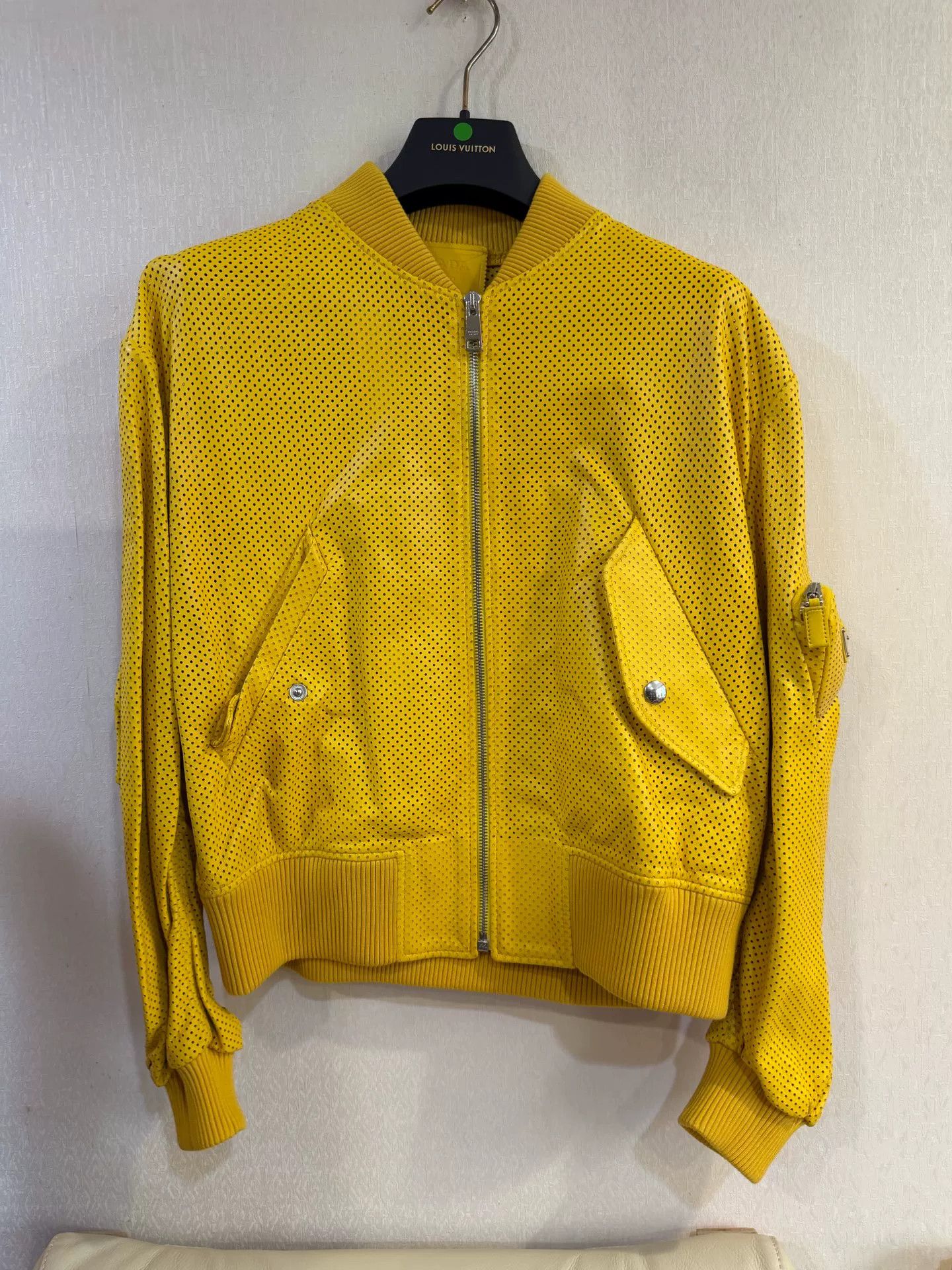 Prada Prada Perforated Yellow Leather Bomber Jacket 36 Size XS / US 0-2 / IT 36-38 - 2 Thumbnail