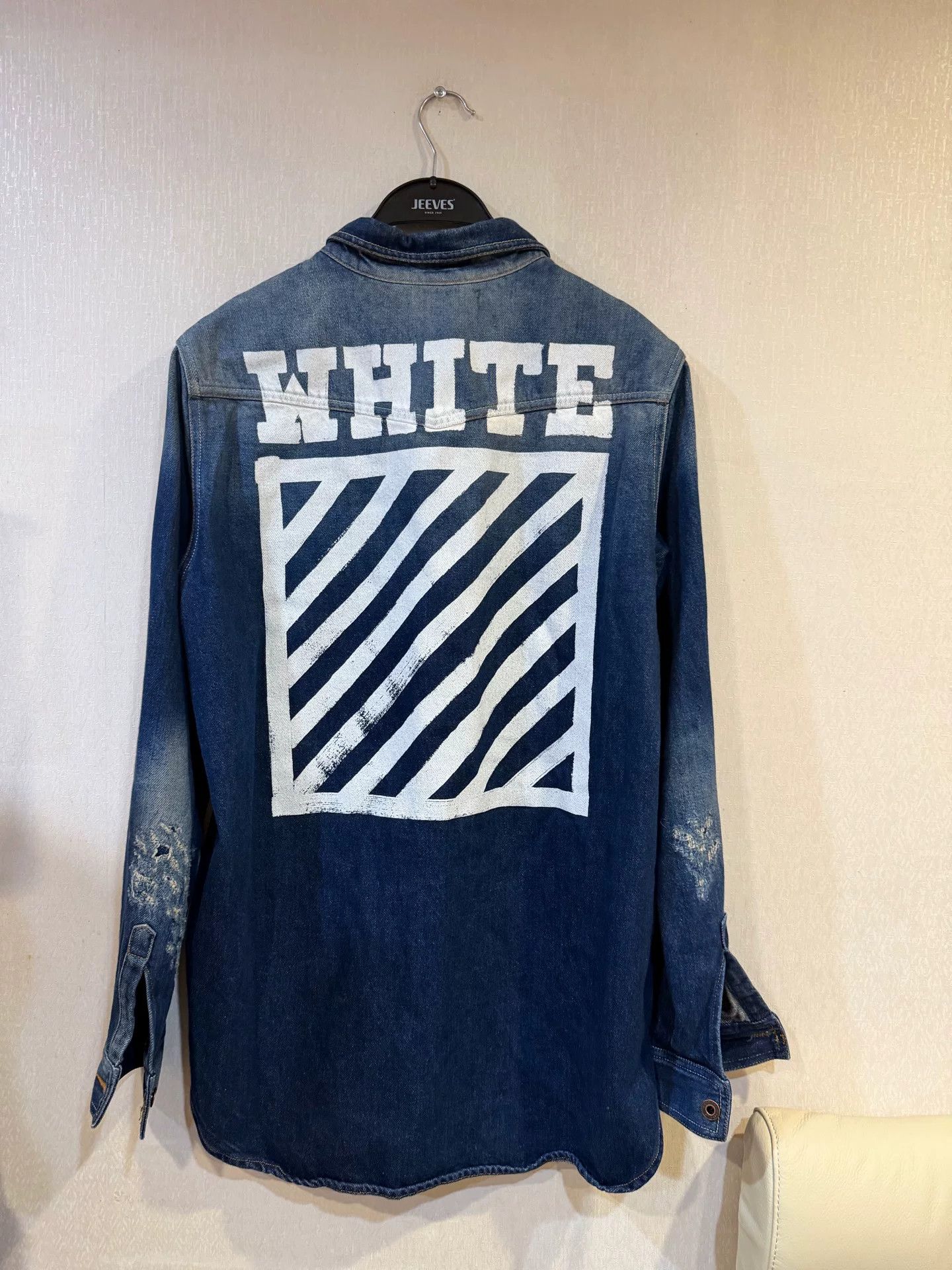 Off-White Off-White Diagonal Back Logo Denim Jacket Size M Size US M / EU 48-50 / 2 - 3 Thumbnail