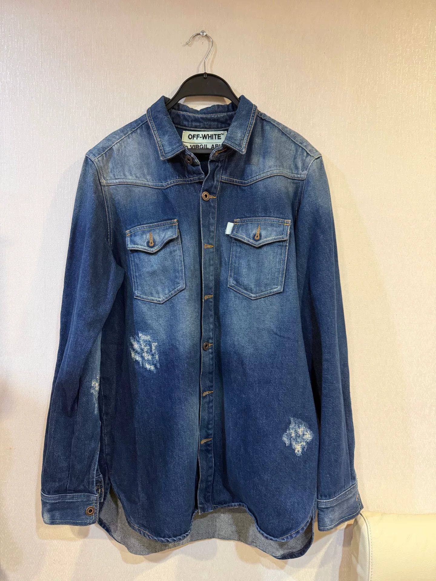 Off-White Off-White Diagonal Back Logo Denim Jacket Size M Size US M / EU 48-50 / 2 - 2 Thumbnail