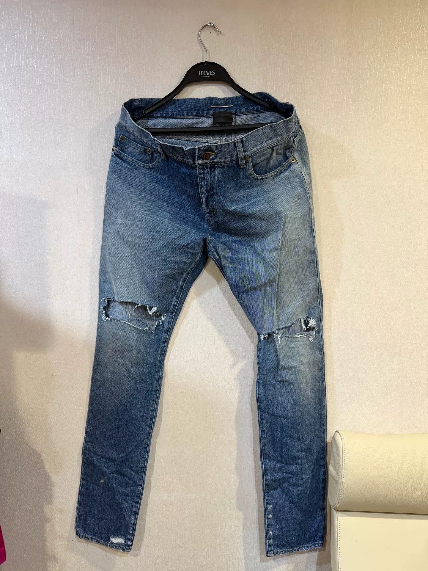 Saint Laurent Paris Saint Laurent Distressed Jeans 33 Size US 33 - 2 Thumbnail