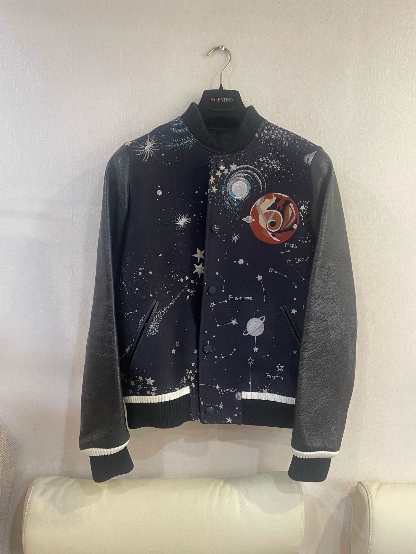 Valentino Valentino Cosmos Print Leather Varsity Jacket 48 Size US M / EU 48-50 / 2 - 2 Thumbnail