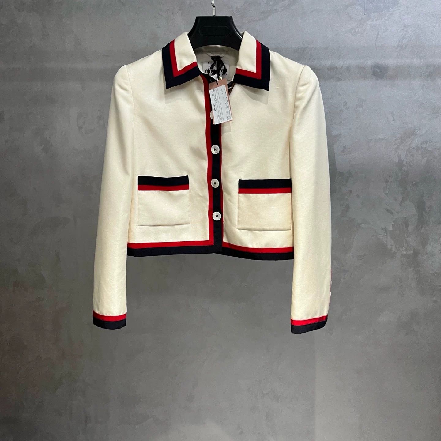 Miu Miu Miu Miu Striped Cropped Jacket Size 38 Size XS / US 0-2 / IT 36-38 - 2 Thumbnail