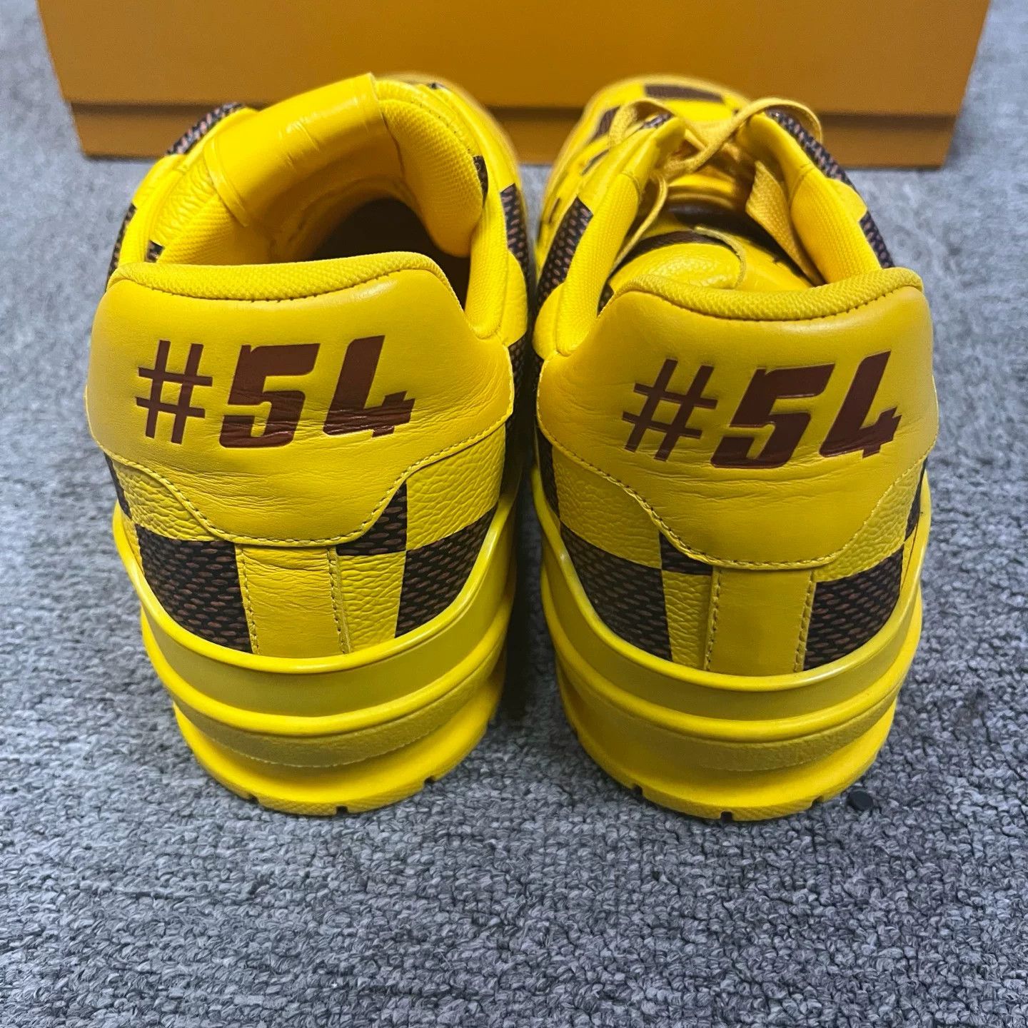 Louis Vuitton Louis Vuitton Yellow Checkerboard Trainer Sneakers 9.5 Size US 10.5 / EU 43-44 - 5 Thumbnail
