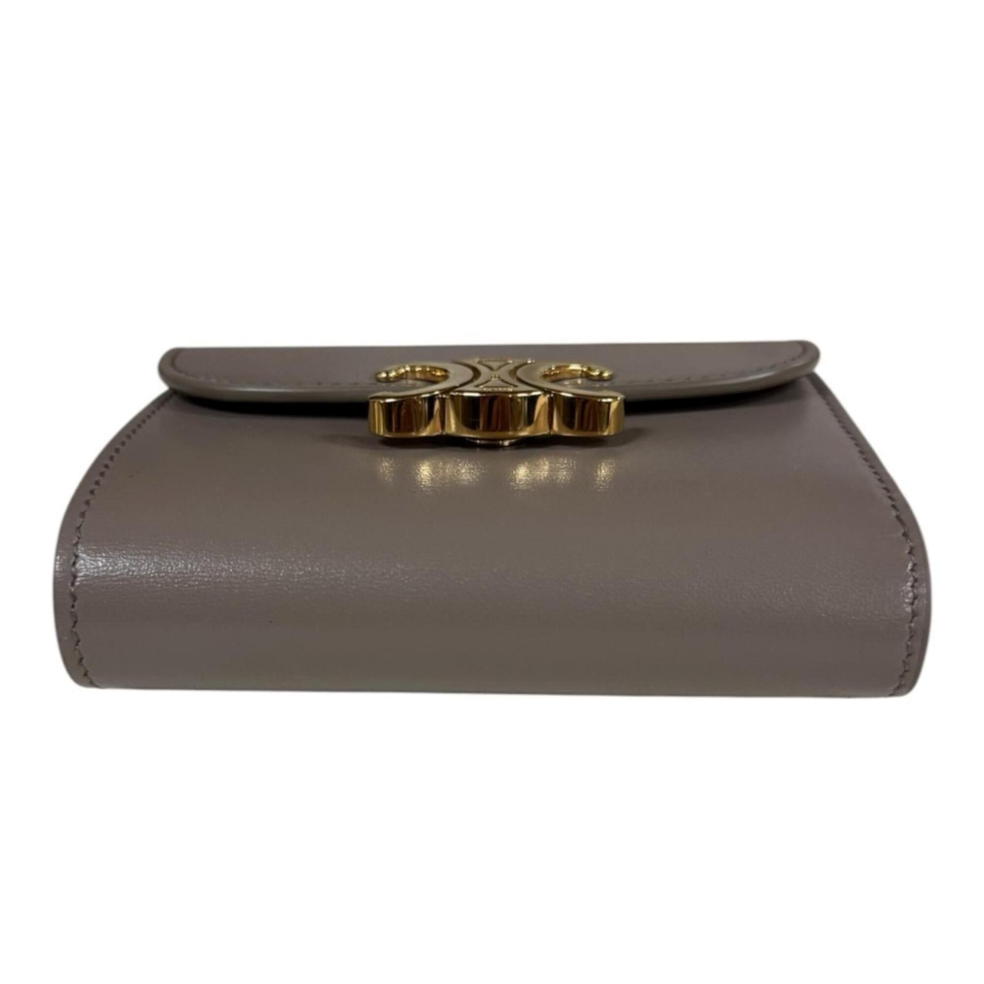Celine Celine Small Flap Wallet Triomphe Tri-fold Leather Women's CELINE Size ONE SIZE - 5 Thumbnail