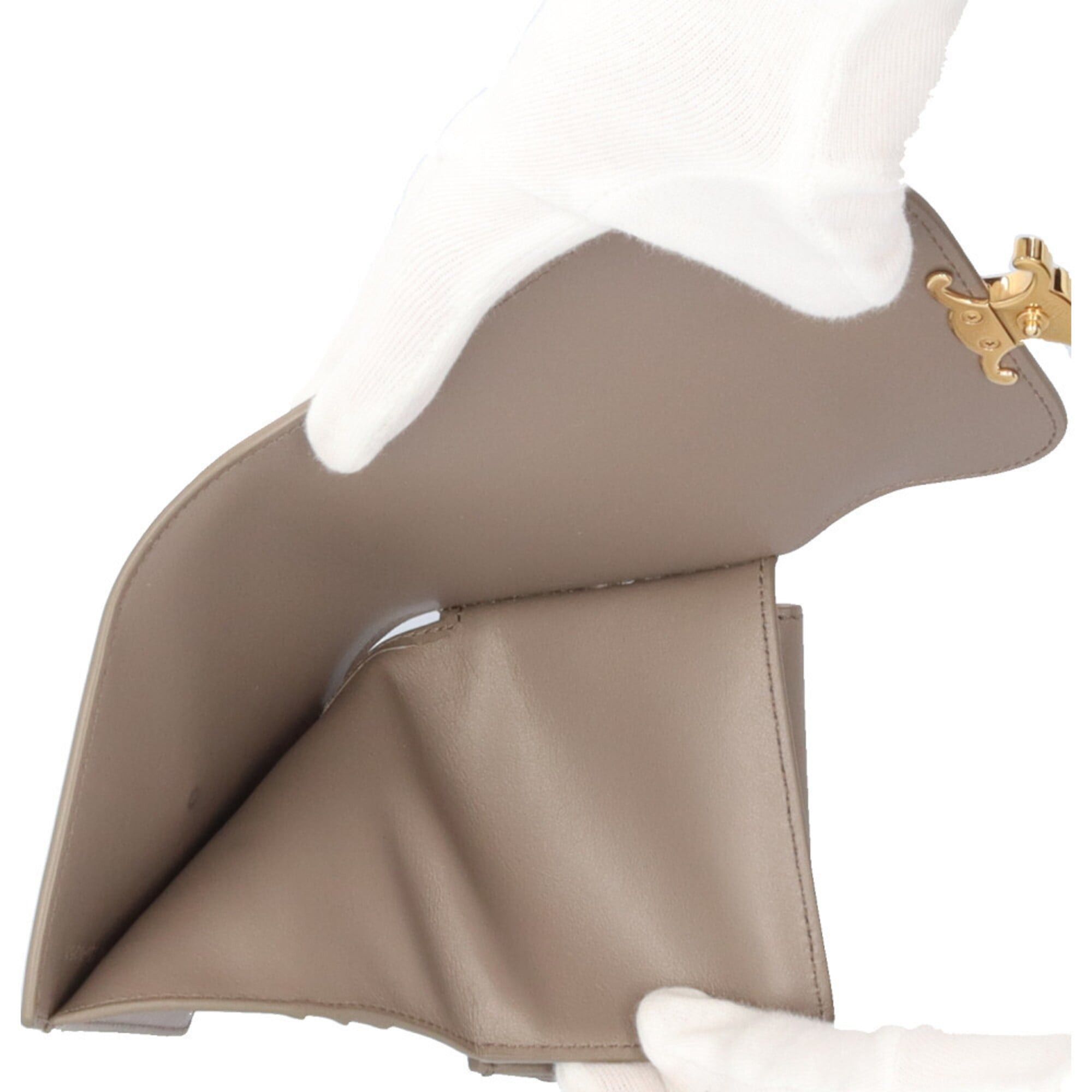 Celine Celine Small Flap Wallet Triomphe Tri-fold Leather Women's CELINE Size ONE SIZE - 9 Thumbnail
