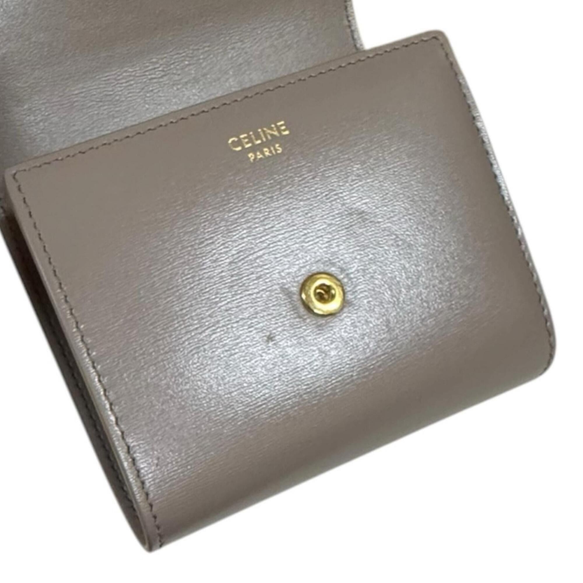 Celine Celine Small Flap Wallet Triomphe Tri-fold Leather Women's CELINE Size ONE SIZE - 12 Thumbnail