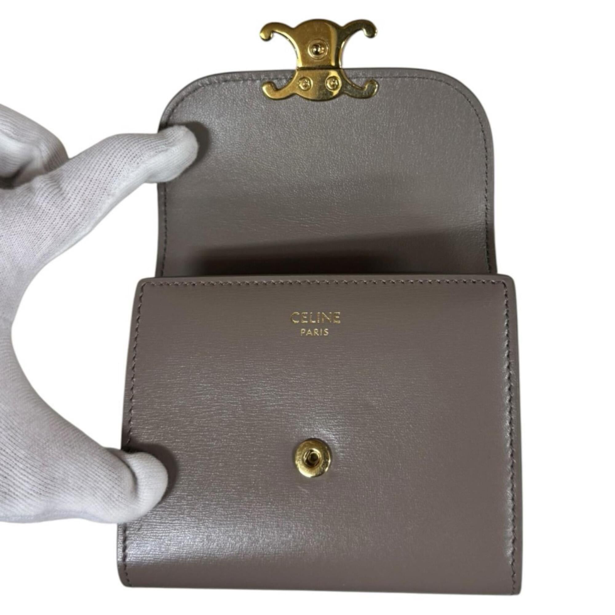 Celine Celine Small Flap Wallet Triomphe Tri-fold Leather Women's CELINE Size ONE SIZE - 11 Thumbnail