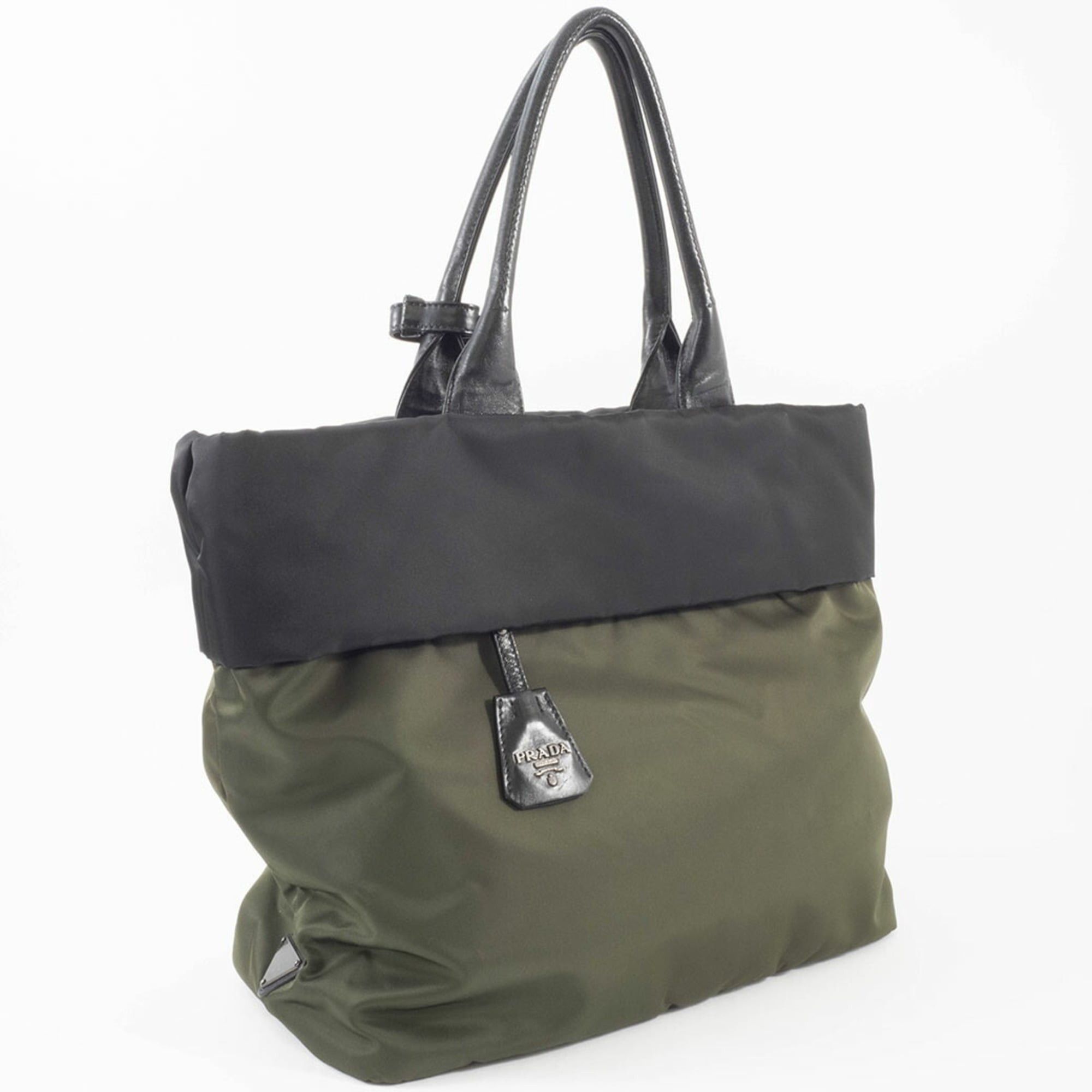 Prada Prada bag, tote nylon, B4521V, black, khaki green Size ONE SIZE - 8 Thumbnail