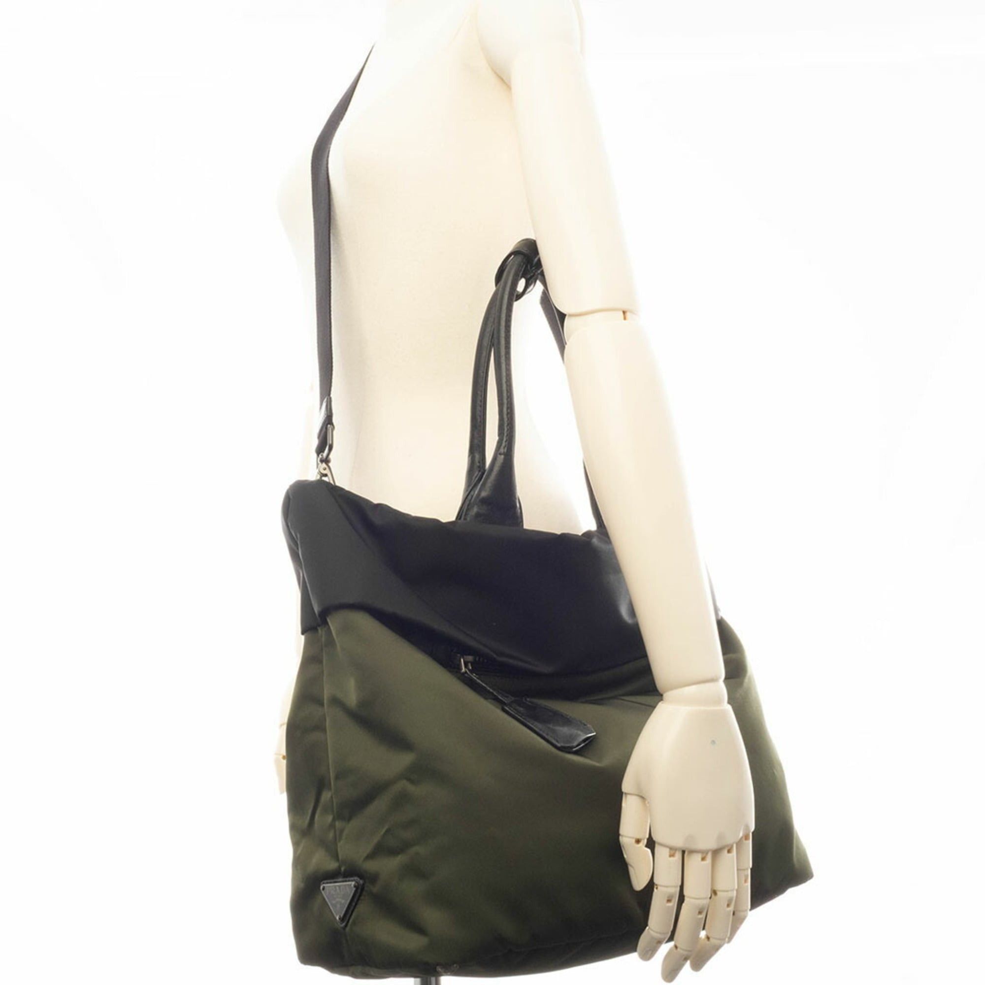 Prada Prada bag, tote nylon, B4521V, black, khaki green Size ONE SIZE - 11 Thumbnail