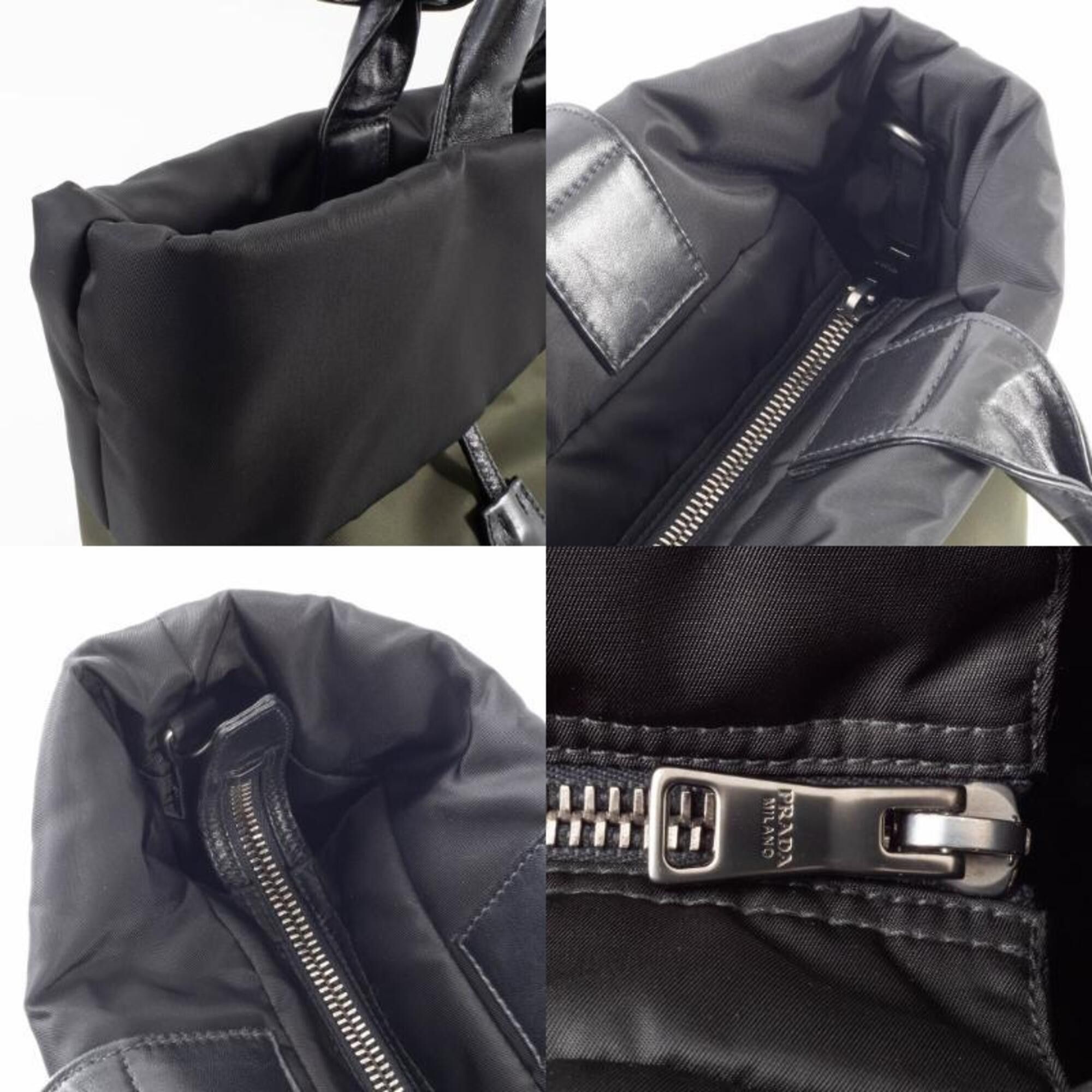 Prada Prada bag, tote nylon, B4521V, black, khaki green Size ONE SIZE - 19 Thumbnail