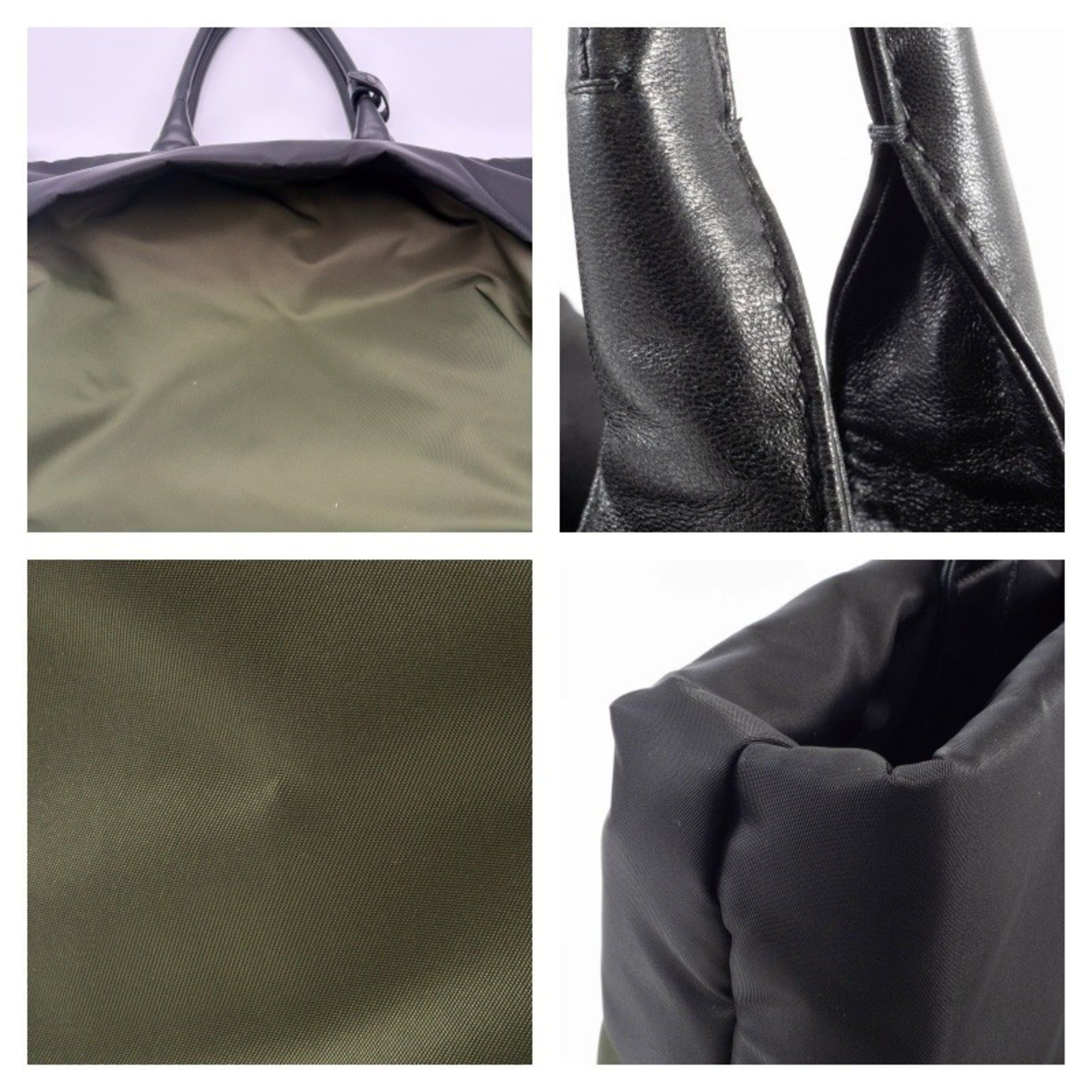 Prada Prada bag, tote nylon, B4521V, black, khaki green Size ONE SIZE - 18 Thumbnail