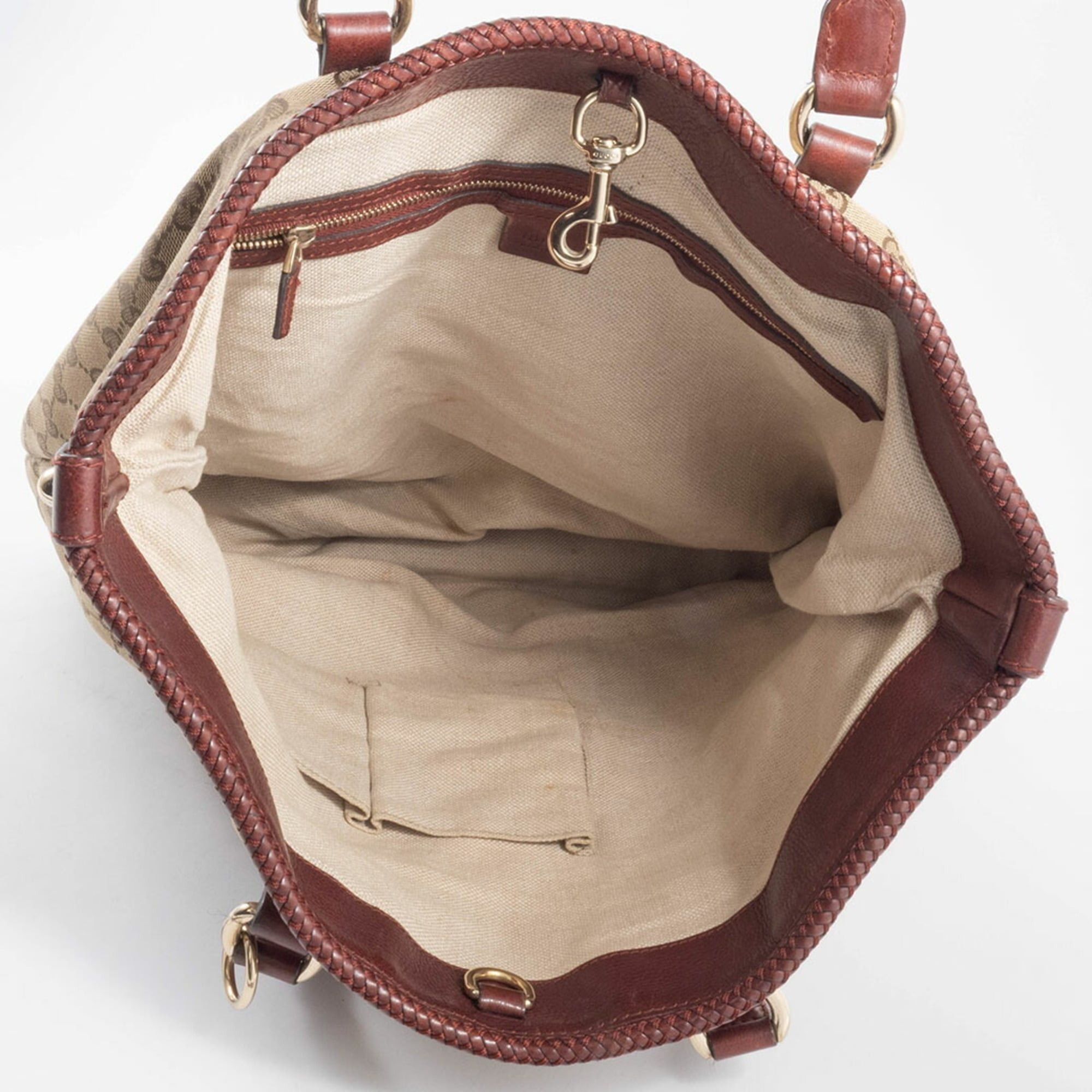 Gucci Gucci GG Canvas Tote Bag 257031 Beige Brown Marrakech Tassel Charm Size ONE SIZE - 13 Thumbnail