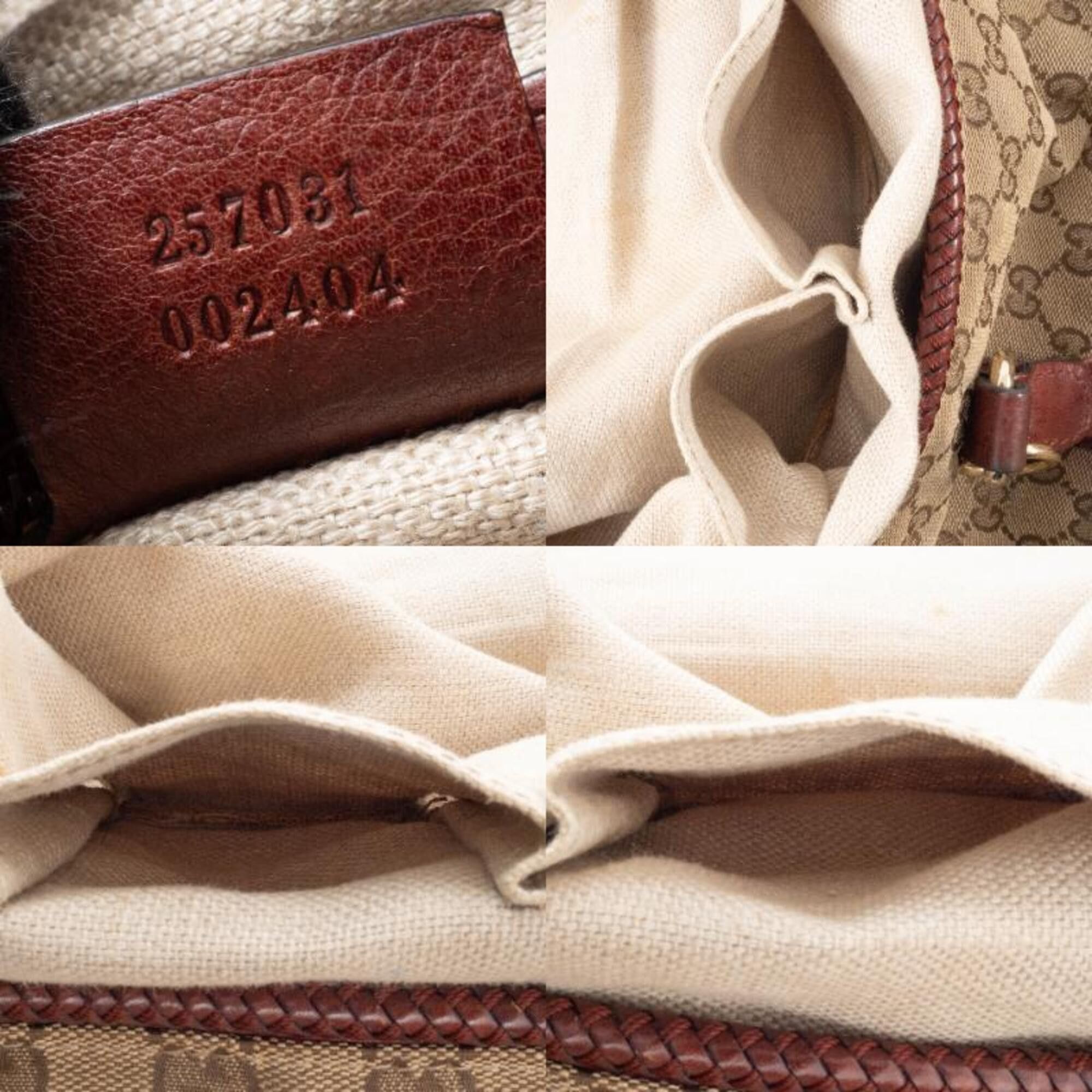 Gucci Gucci GG Canvas Tote Bag 257031 Beige Brown Marrakech Tassel Charm Size ONE SIZE - 16 Thumbnail