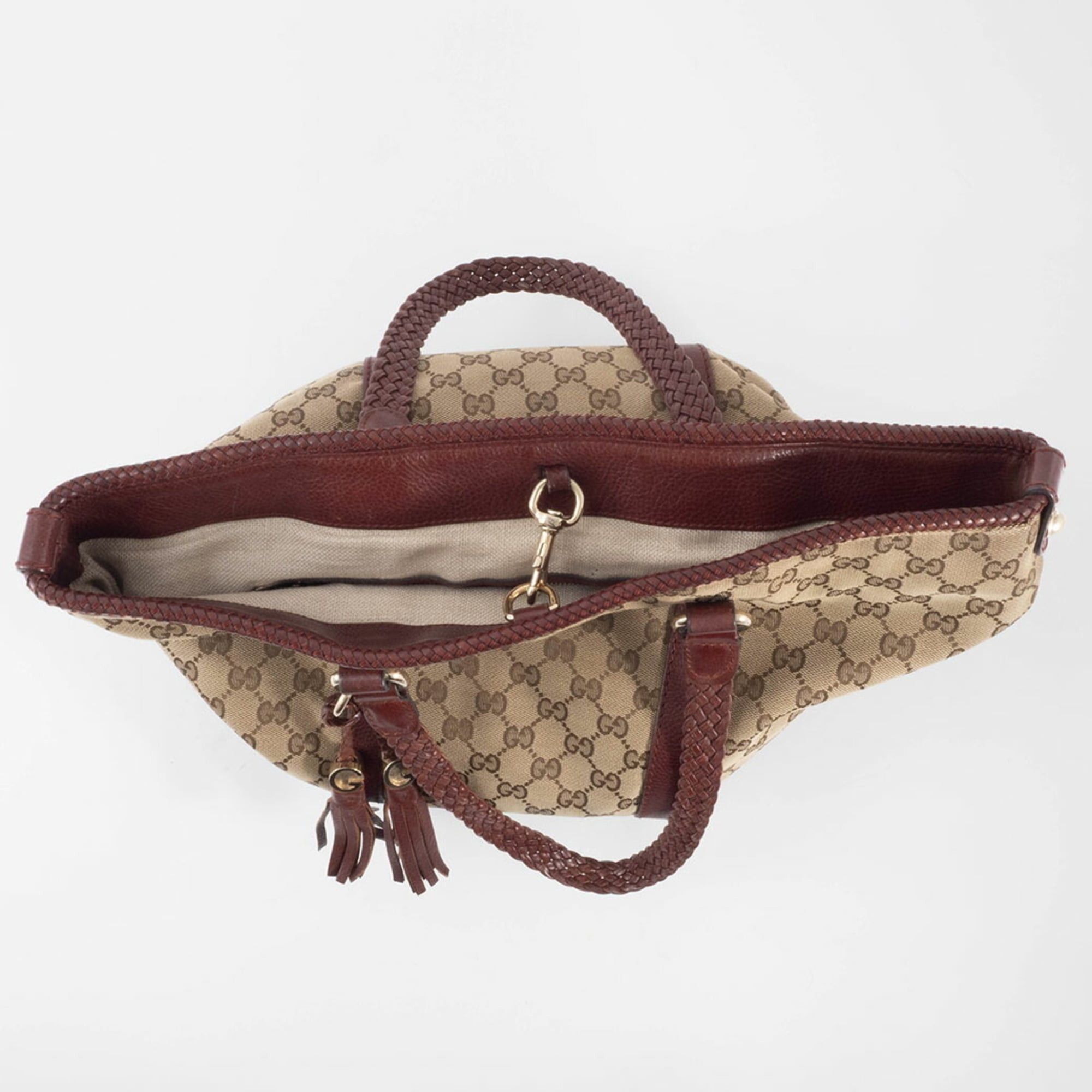 Gucci Gucci GG Canvas Tote Bag 257031 Beige Brown Marrakech Tassel Charm Size ONE SIZE - 6 Thumbnail