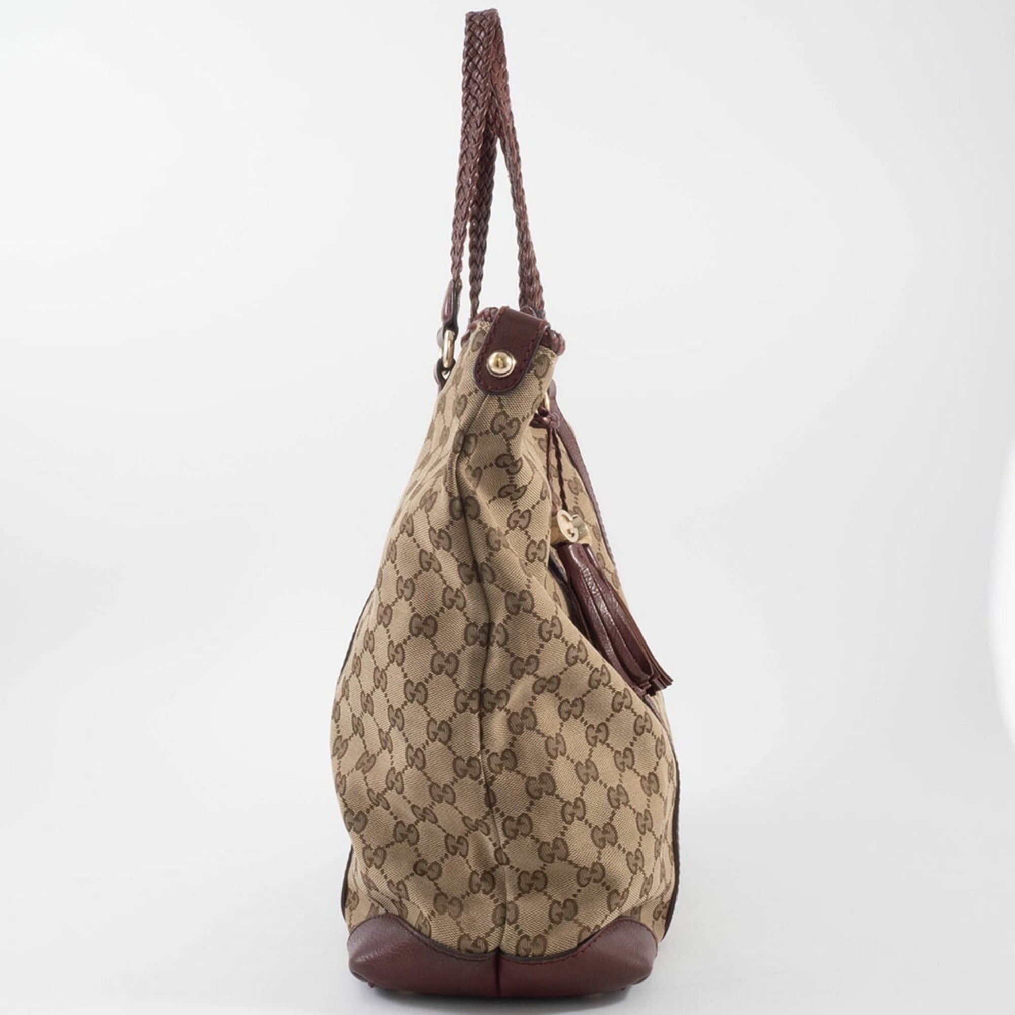 Gucci Gucci GG Canvas Tote Bag 257031 Beige Brown Marrakech Tassel Charm Size ONE SIZE - 4 Thumbnail