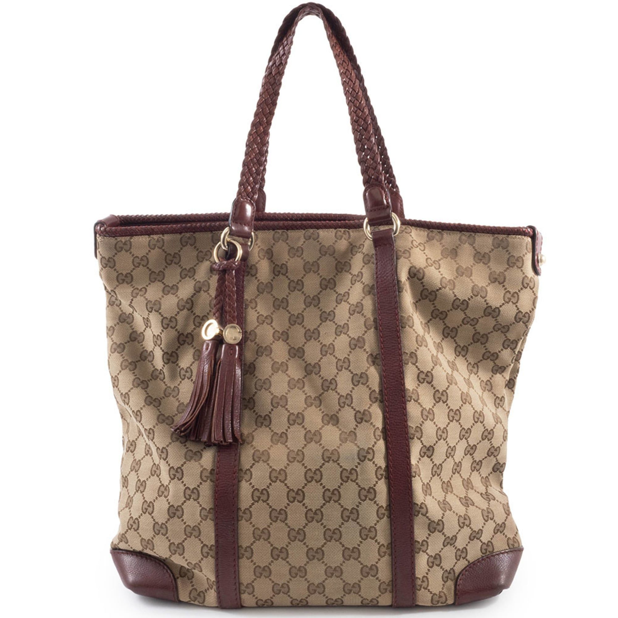 Gucci Gucci GG Canvas Tote Bag 257031 Beige Brown Marrakech Tassel Charm Size ONE SIZE - 2 Thumbnail