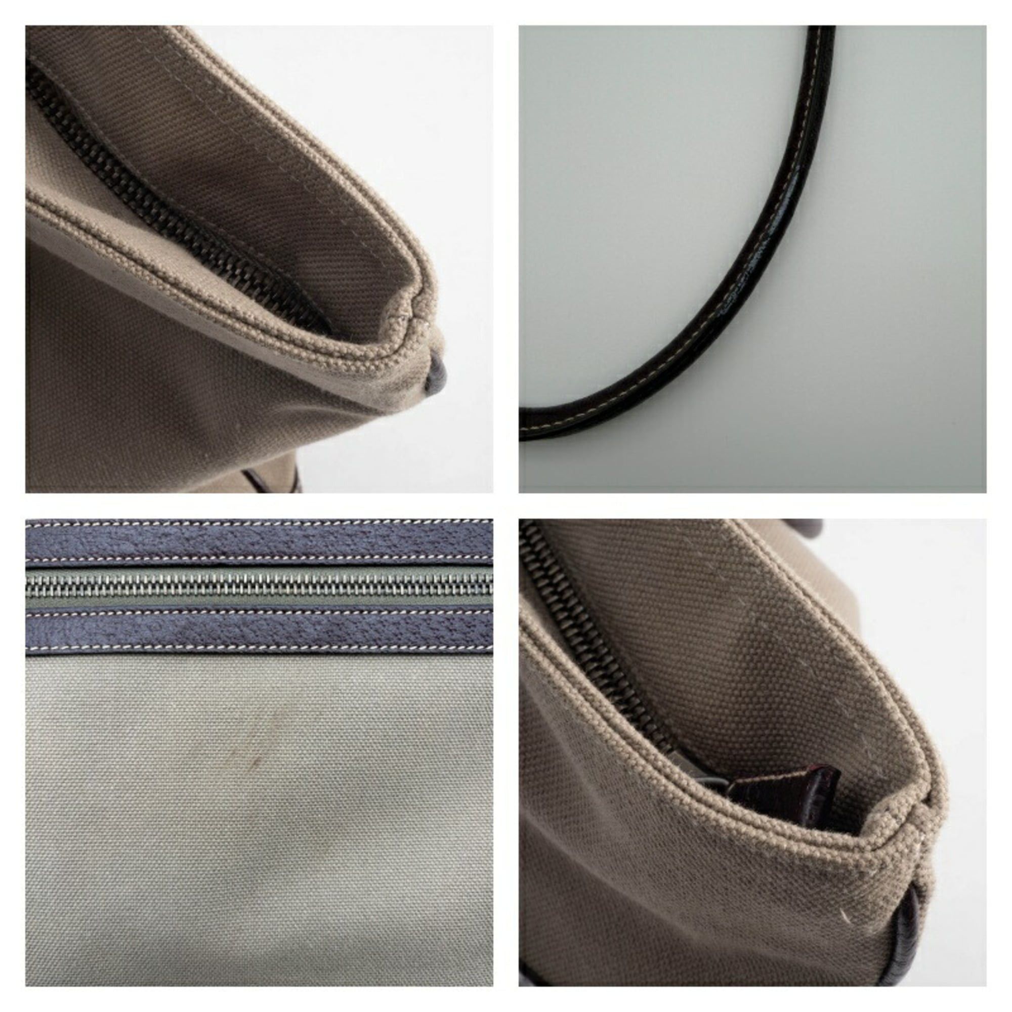 Prada Prada bag, canvas tote leather, khaki brown, hand, square. Size ONE SIZE - 19 Thumbnail
