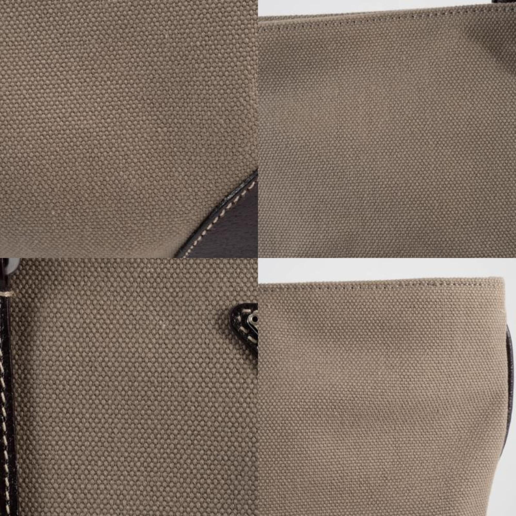 Prada Prada bag, canvas tote leather, khaki brown, hand, square. Size ONE SIZE - 17 Thumbnail