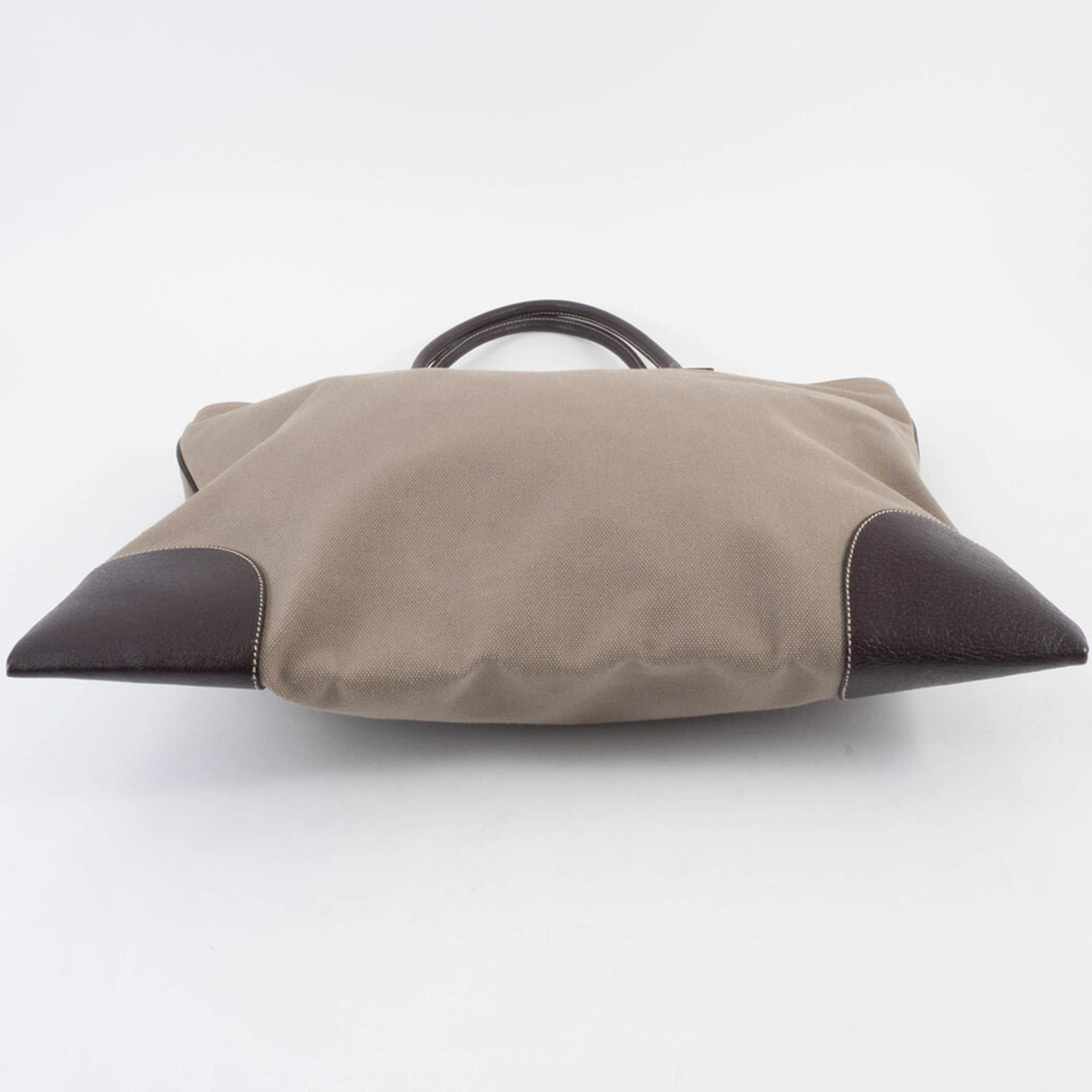 Prada Prada bag, canvas tote leather, khaki brown, hand, square. Size ONE SIZE - 7 Thumbnail