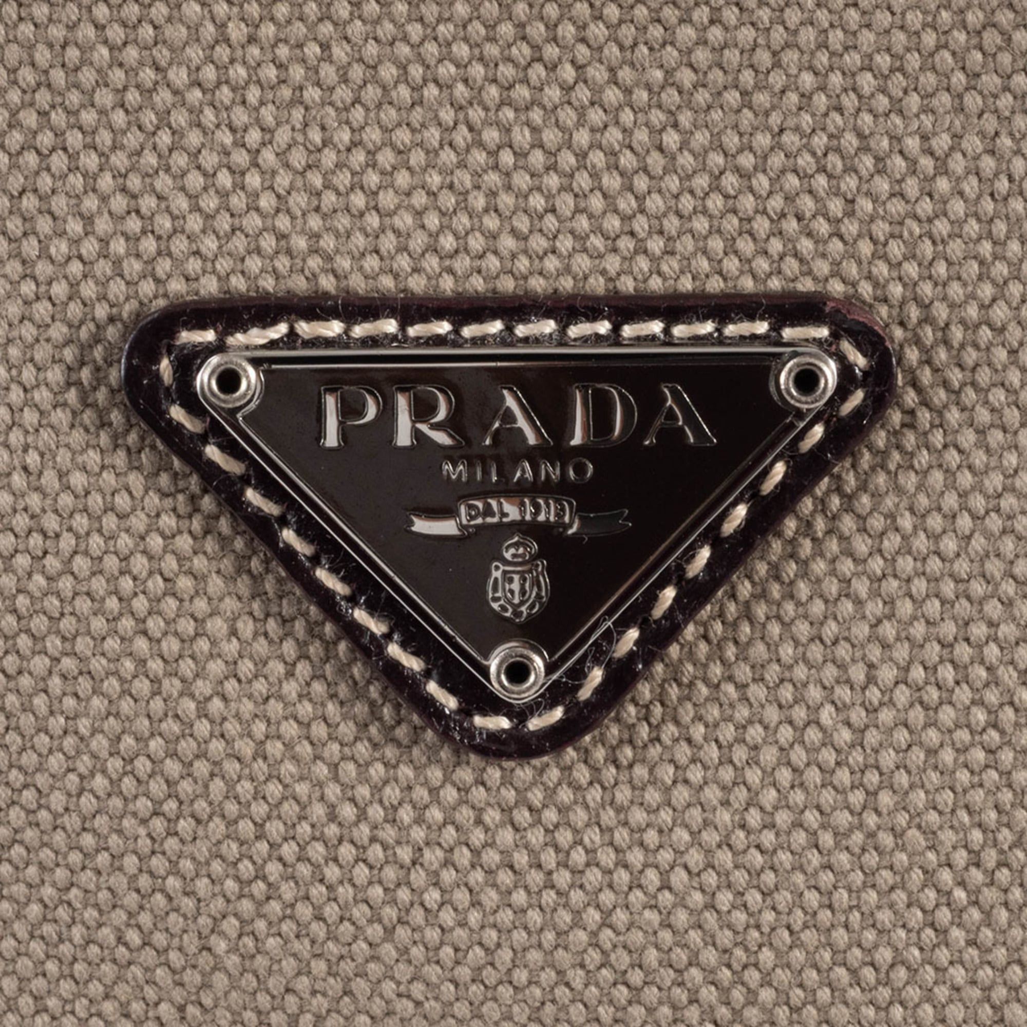 Prada Prada bag, canvas tote leather, khaki brown, hand, square. Size ONE SIZE - 10 Thumbnail