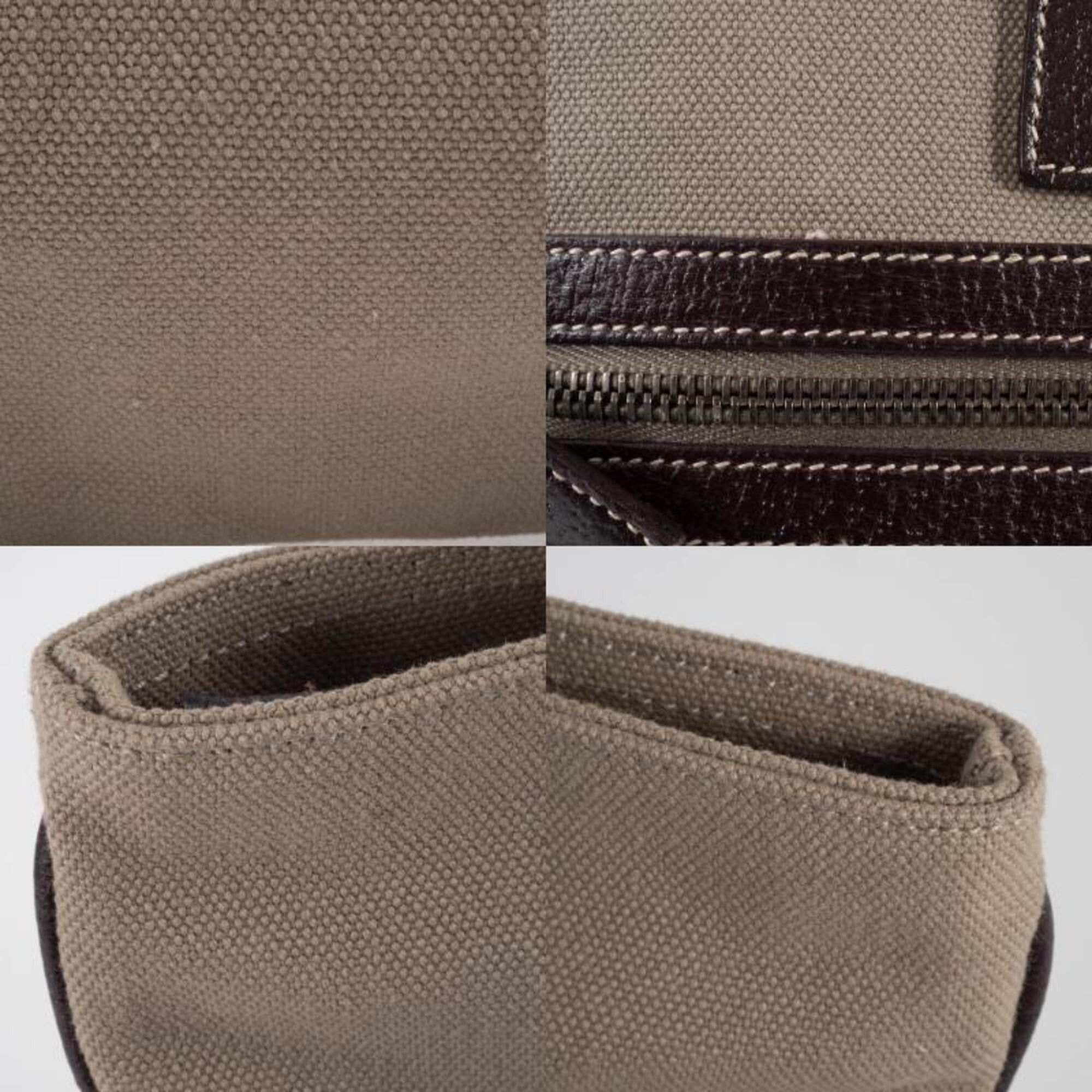 Prada Prada bag, canvas tote leather, khaki brown, hand, square. Size ONE SIZE - 18 Thumbnail