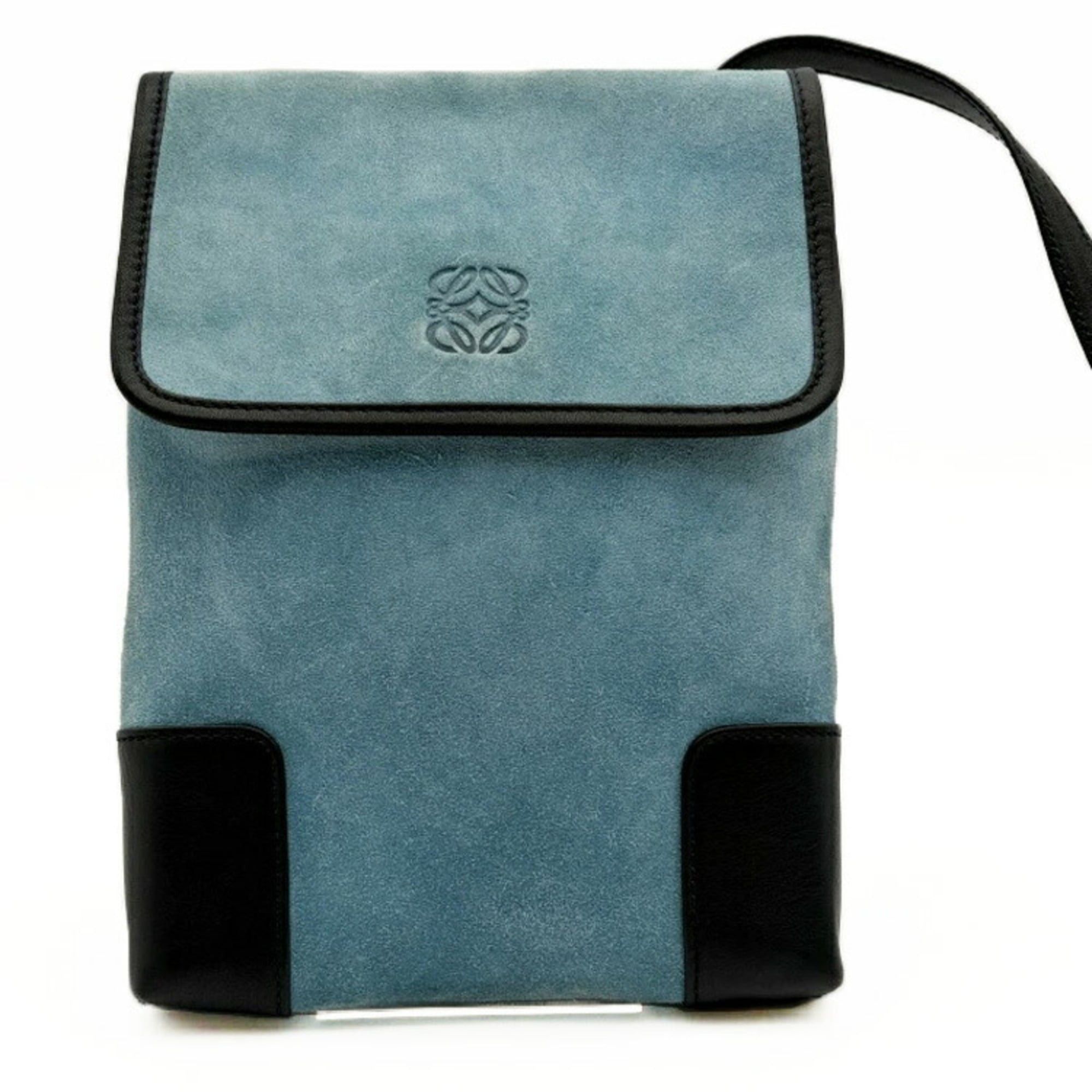Loewe Loewe bag, shoulder Anagram, flap, suede, blue, women's pochette Size ONE SIZE - 2 Thumbnail