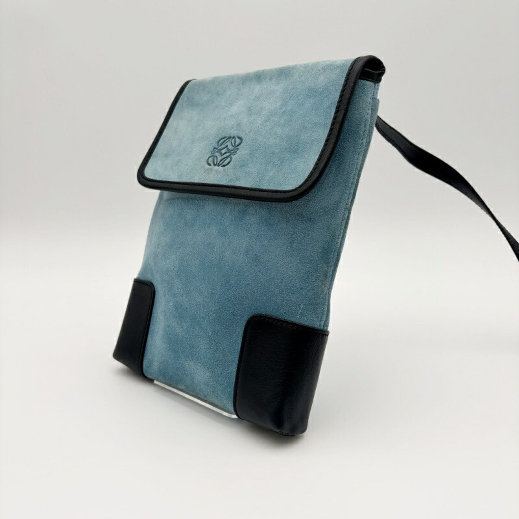 Loewe Loewe bag, shoulder Anagram, flap, suede, blue, women's pochette Size ONE SIZE - 4 Thumbnail