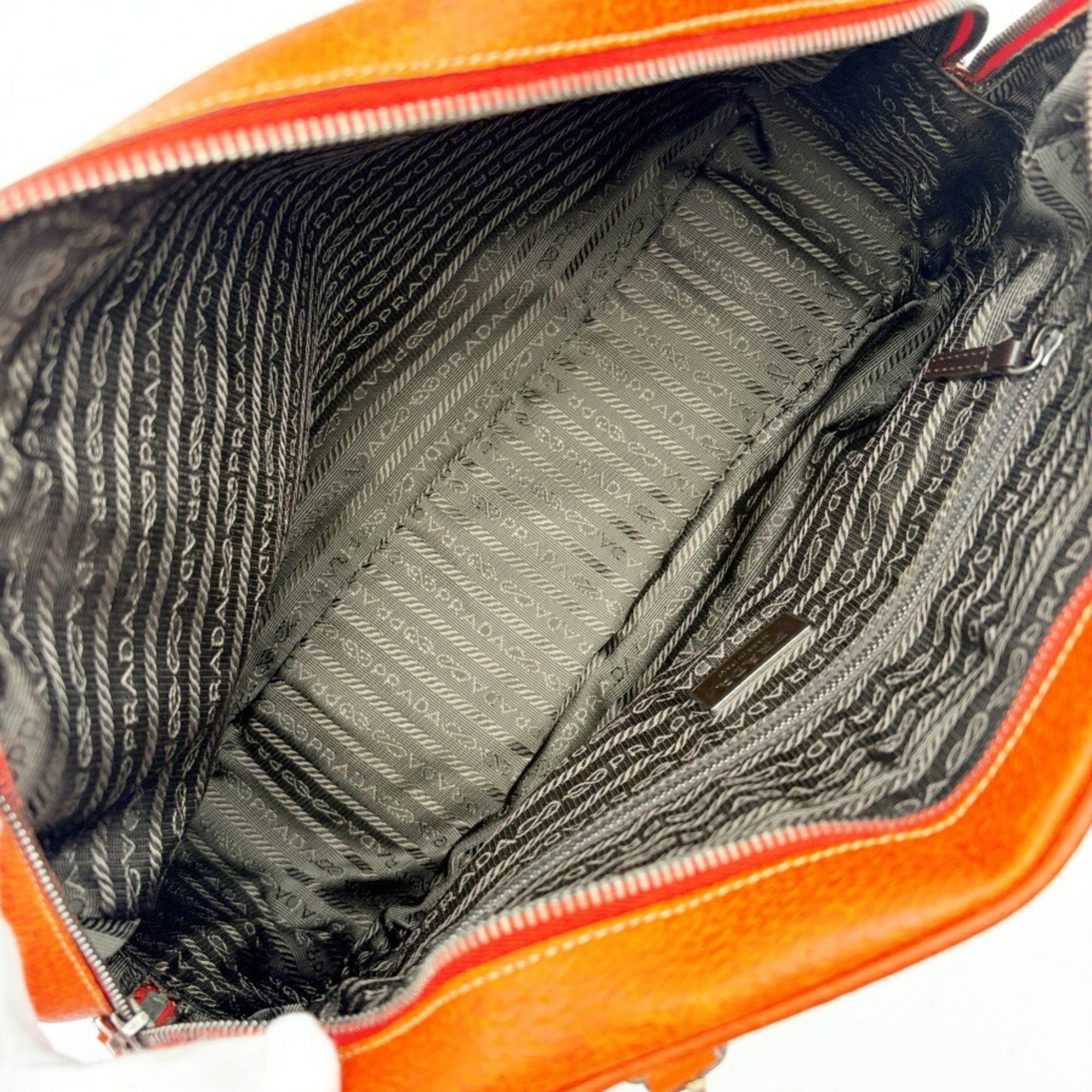 Prada Prada bag, Boston leather, orange, bowling bag Size ONE SIZE - 19 Thumbnail