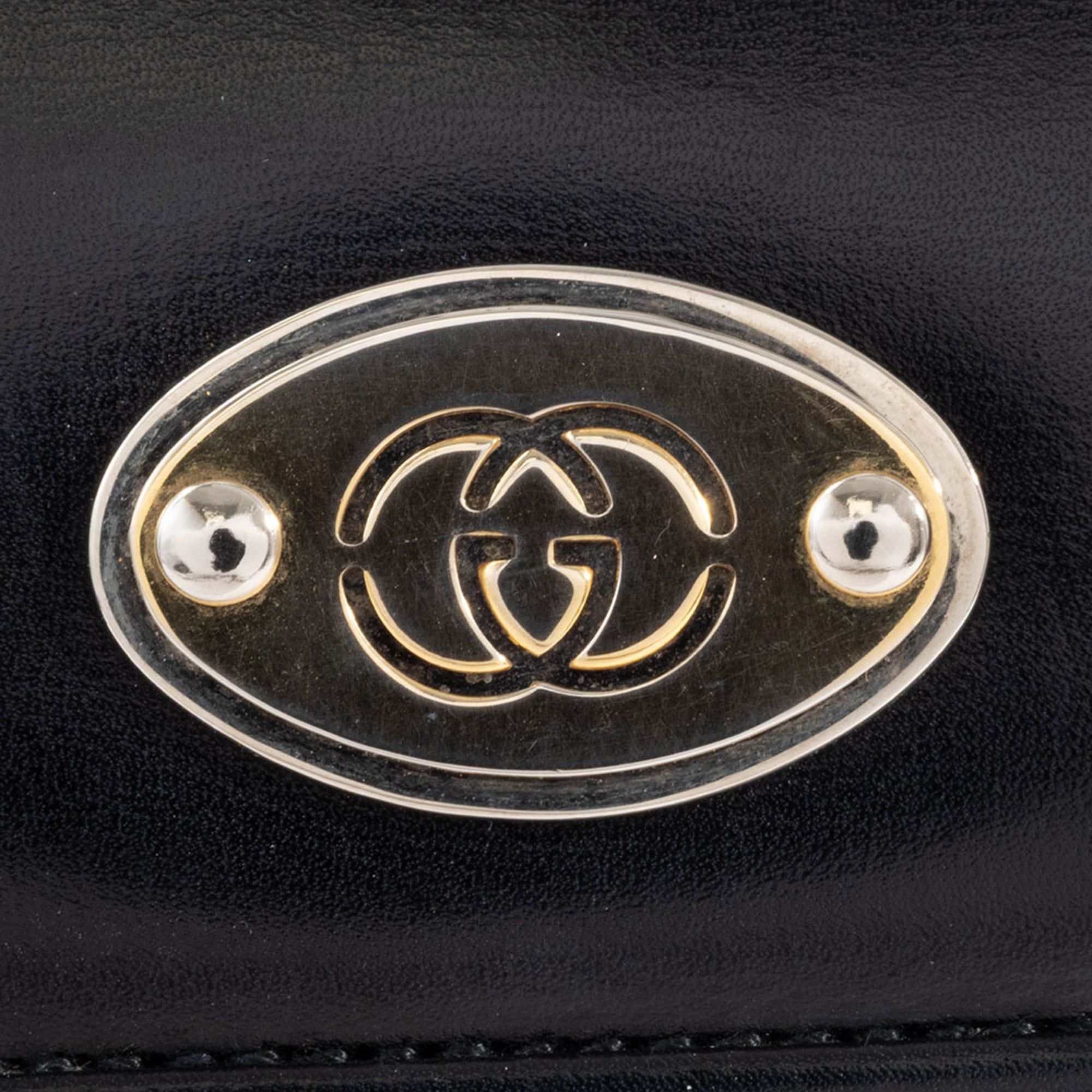 Gucci Gucci tote bag, shoulder flap, leather, black, vintage Size ONE SIZE - 10 Thumbnail