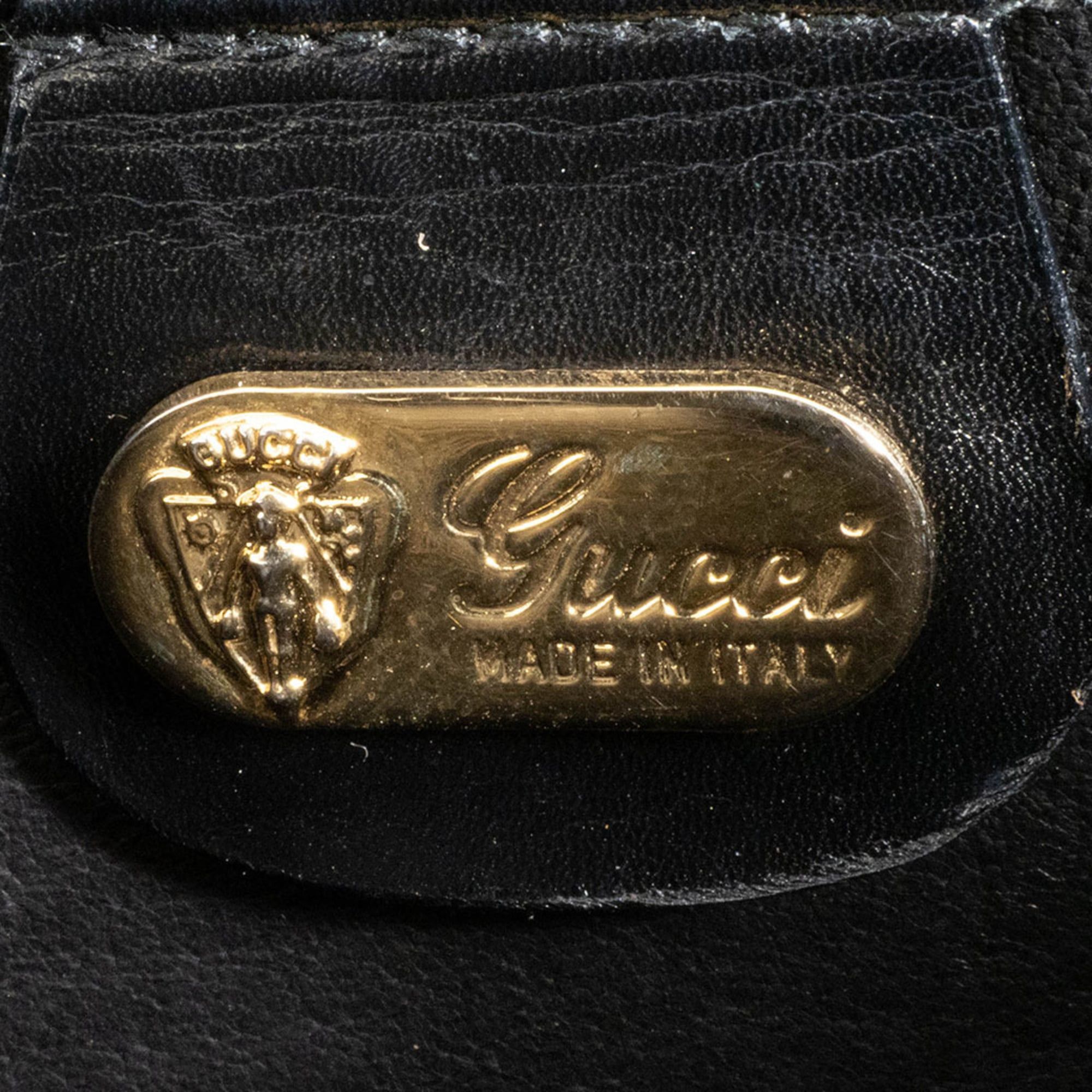 Gucci Gucci tote bag, shoulder flap, leather, black, vintage Size ONE SIZE - 12 Thumbnail