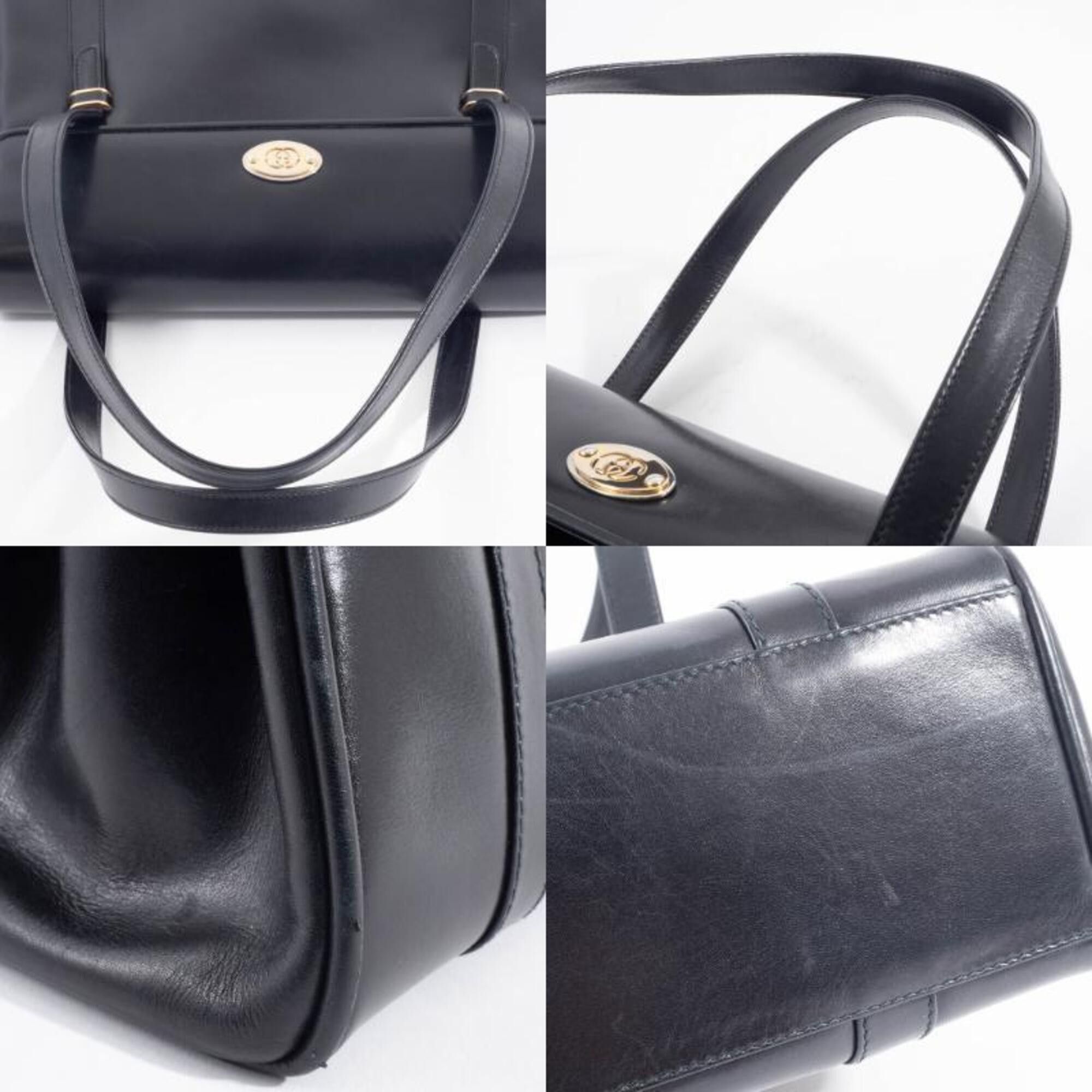 Gucci Gucci tote bag, shoulder flap, leather, black, vintage Size ONE SIZE - 19 Thumbnail