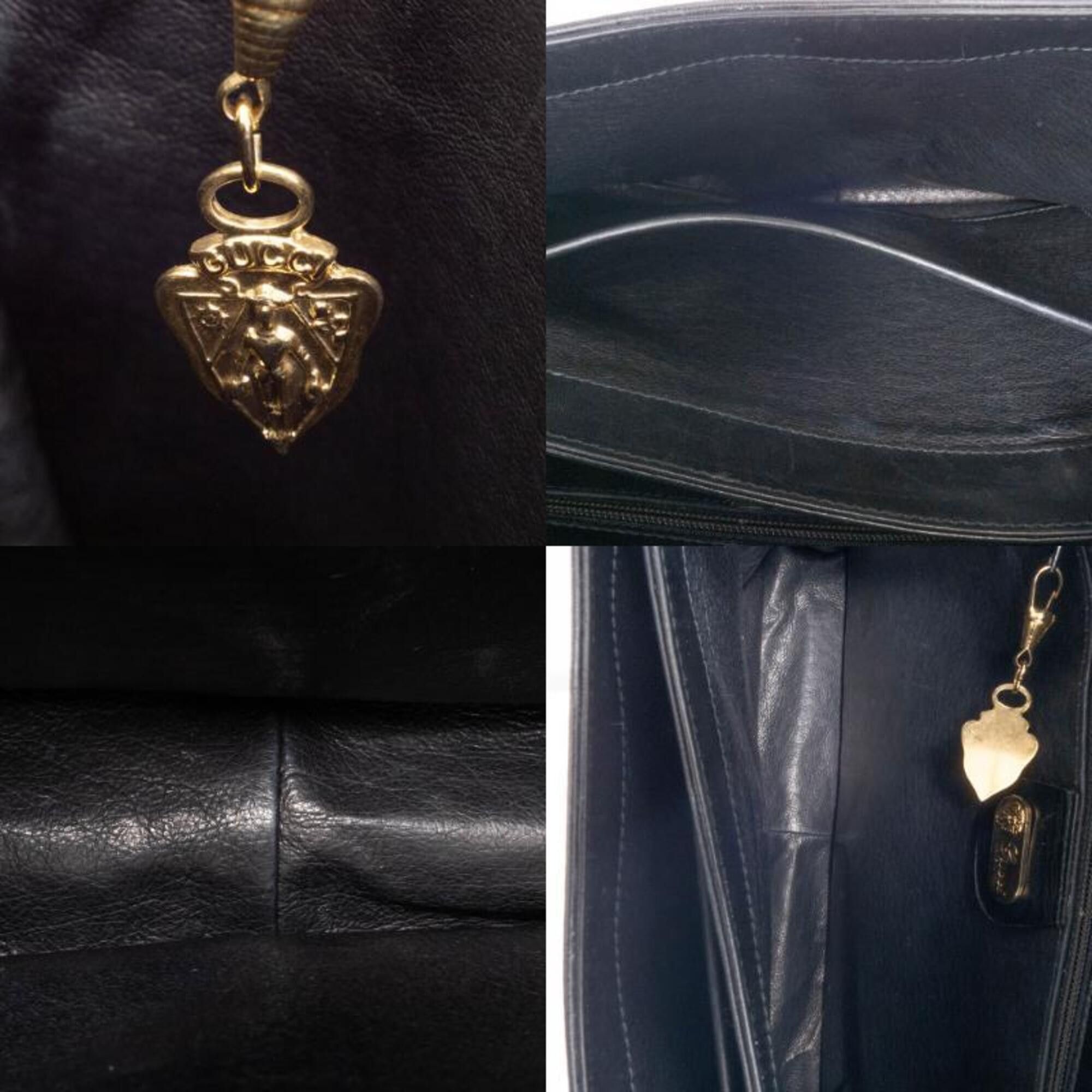 Gucci Gucci tote bag, shoulder flap, leather, black, vintage Size ONE SIZE - 16 Thumbnail