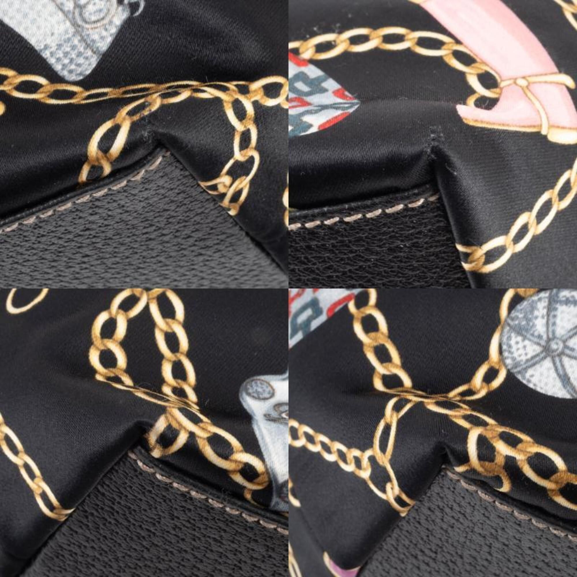 Gucci Gucci Tote Bag Satin 153009 Silk Leather Multicolor Chain Icon Black Size ONE SIZE - 18 Thumbnail