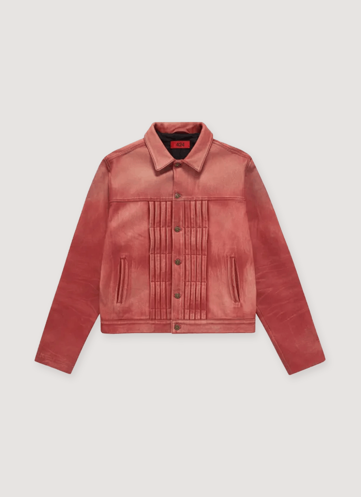 424 on Fairfax Leather Trucker Jacket Red Size US M / EU 48-50 / 2 - 2 Thumbnail