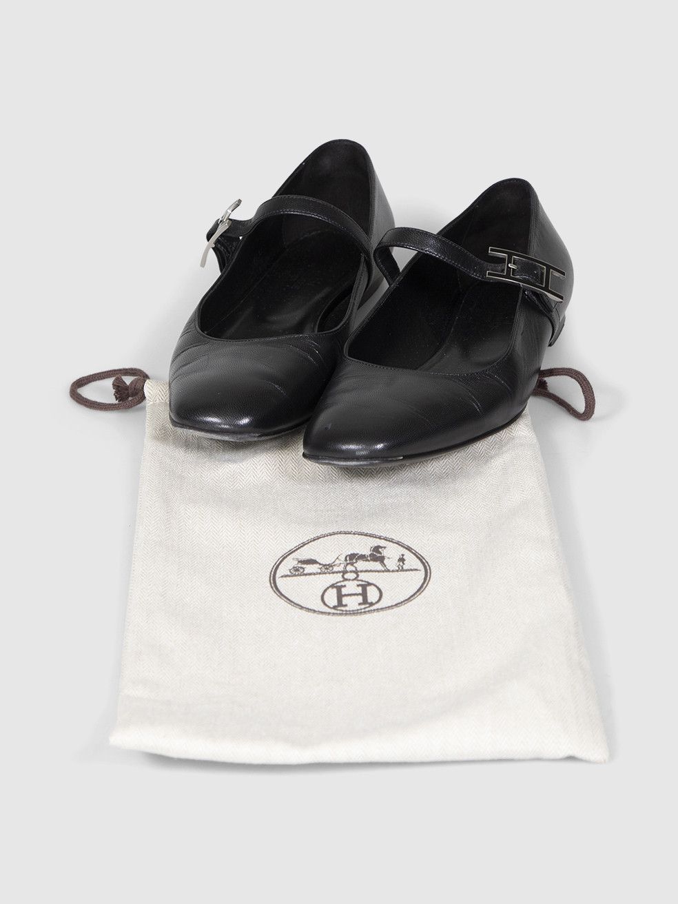 Hermes Black Leather Jane Ballet Flats Size US 7 / IT 37 - 3 Thumbnail