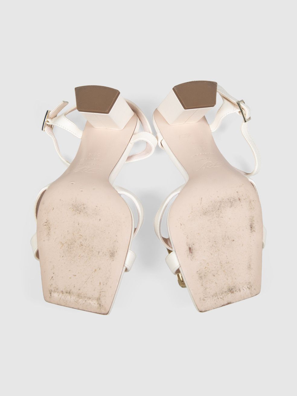 Roger Vivier White Leather Buckle Heeled Sandals Size US 6.5 / IT 36.5 - 5 Thumbnail